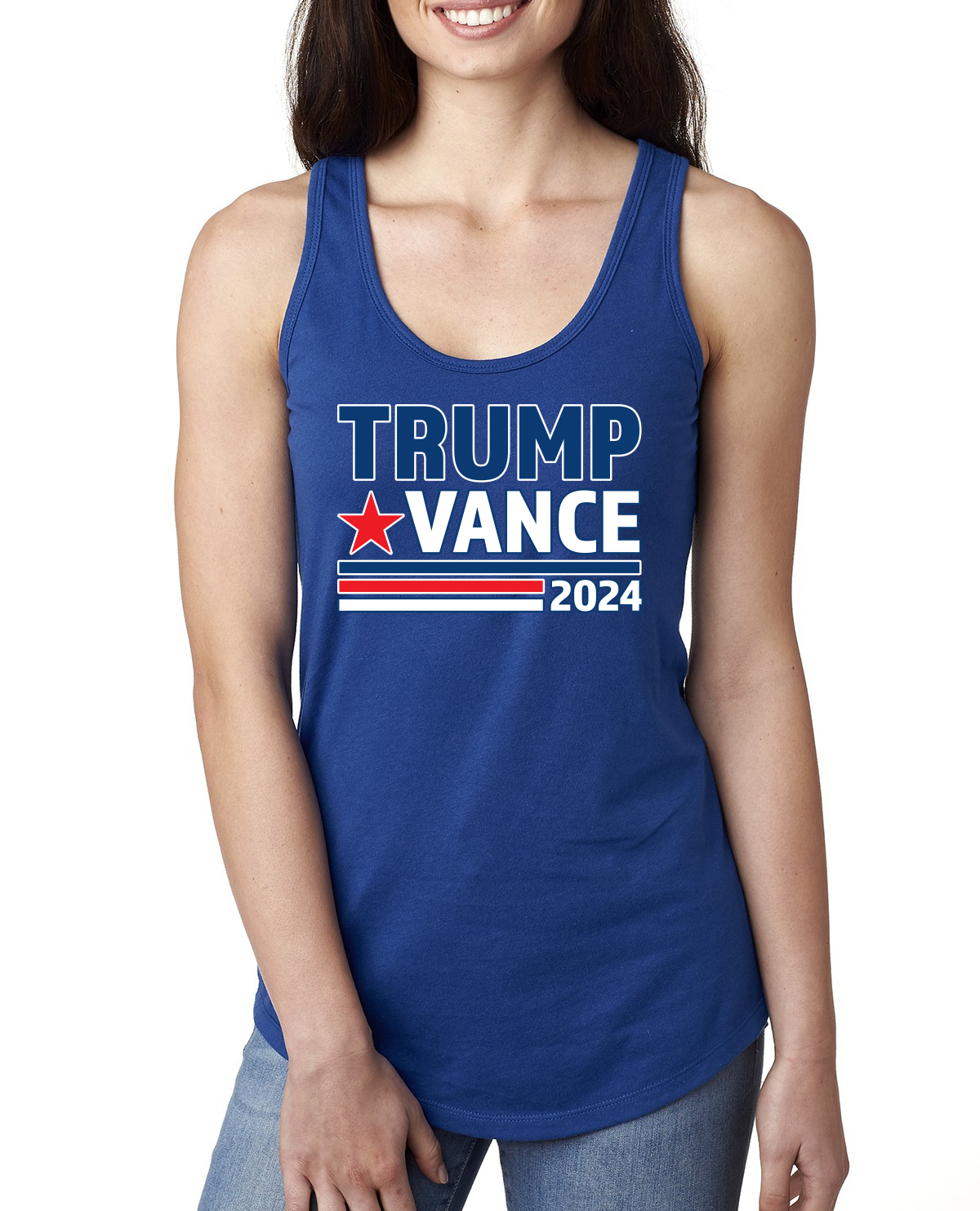 Trump Vance 2024 Vice President VP Election Ladies Racerback Tank Top - Picture 7 of 7