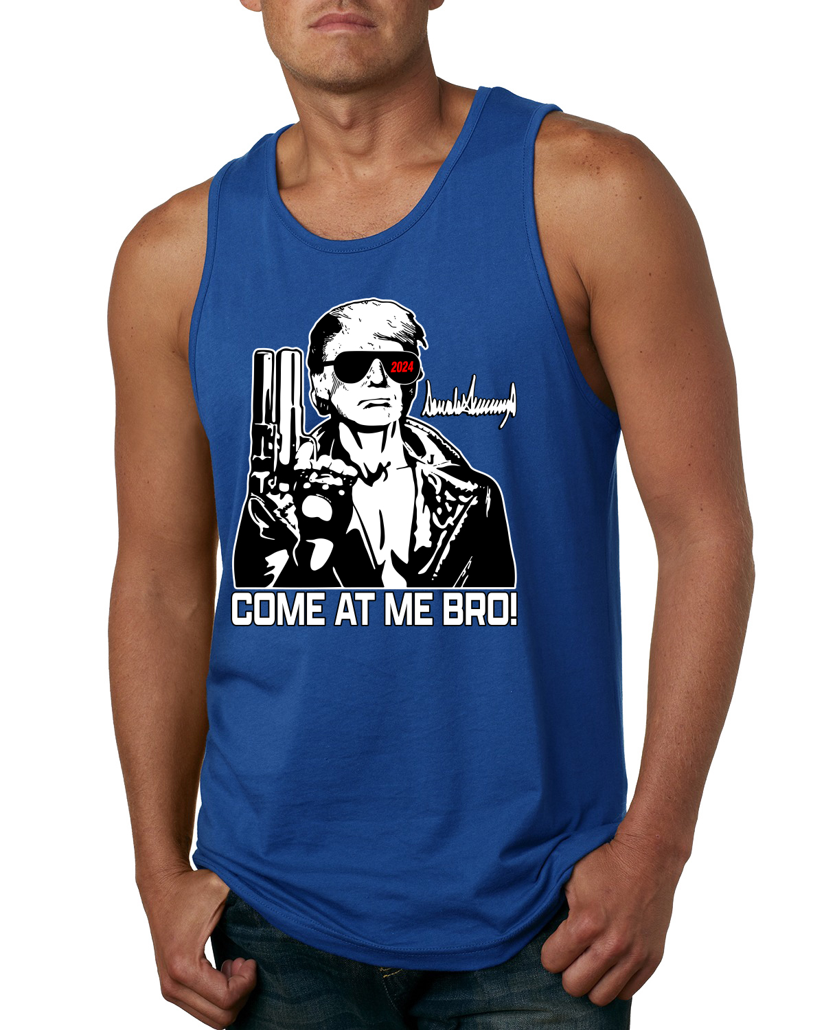 Camiseta sin mangas Trump 2024 Terminator Come At Me Bro Funny Shot Rally para hombre - Imagen 7 de 7