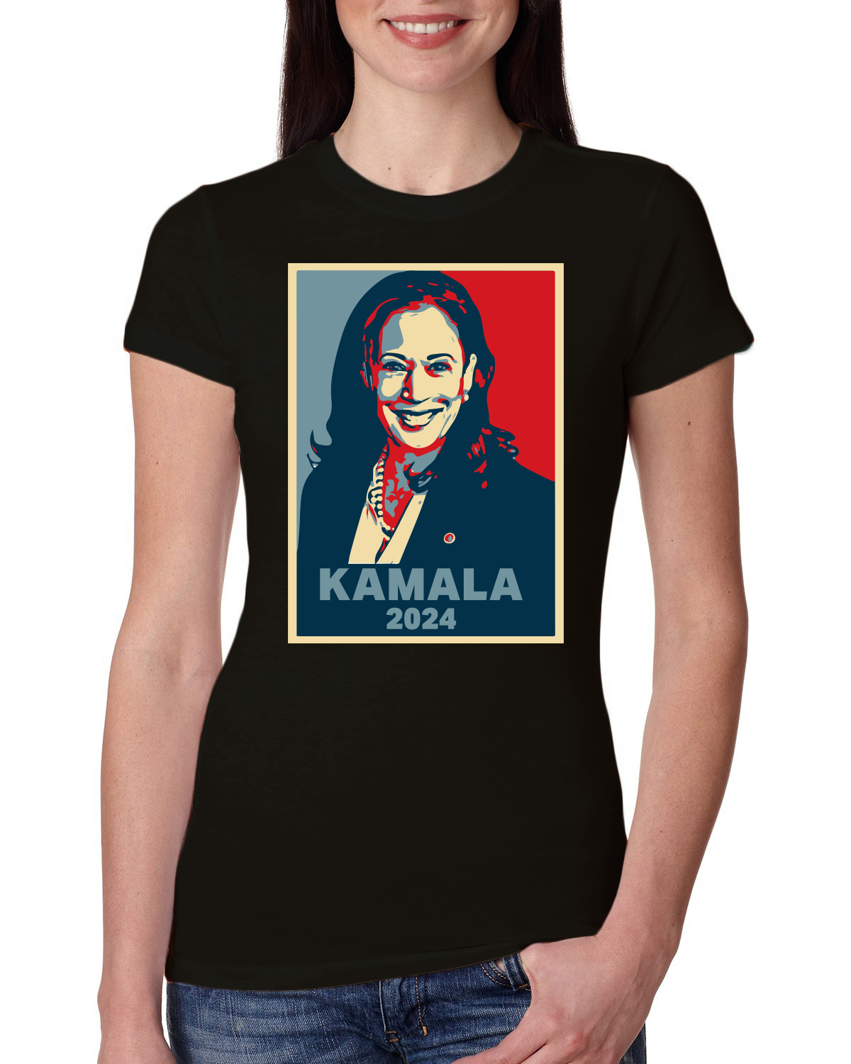 Vote Kamala Harris 2024 Portrait Democrat USA Election Womens Junior Tee - Picture 3 of 7