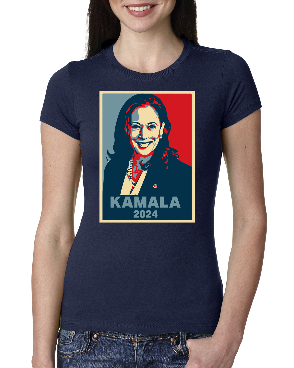 Vote Kamala Harris 2024 Portrait Democrat USA Election Womens Junior Tee - Picture 5 of 7