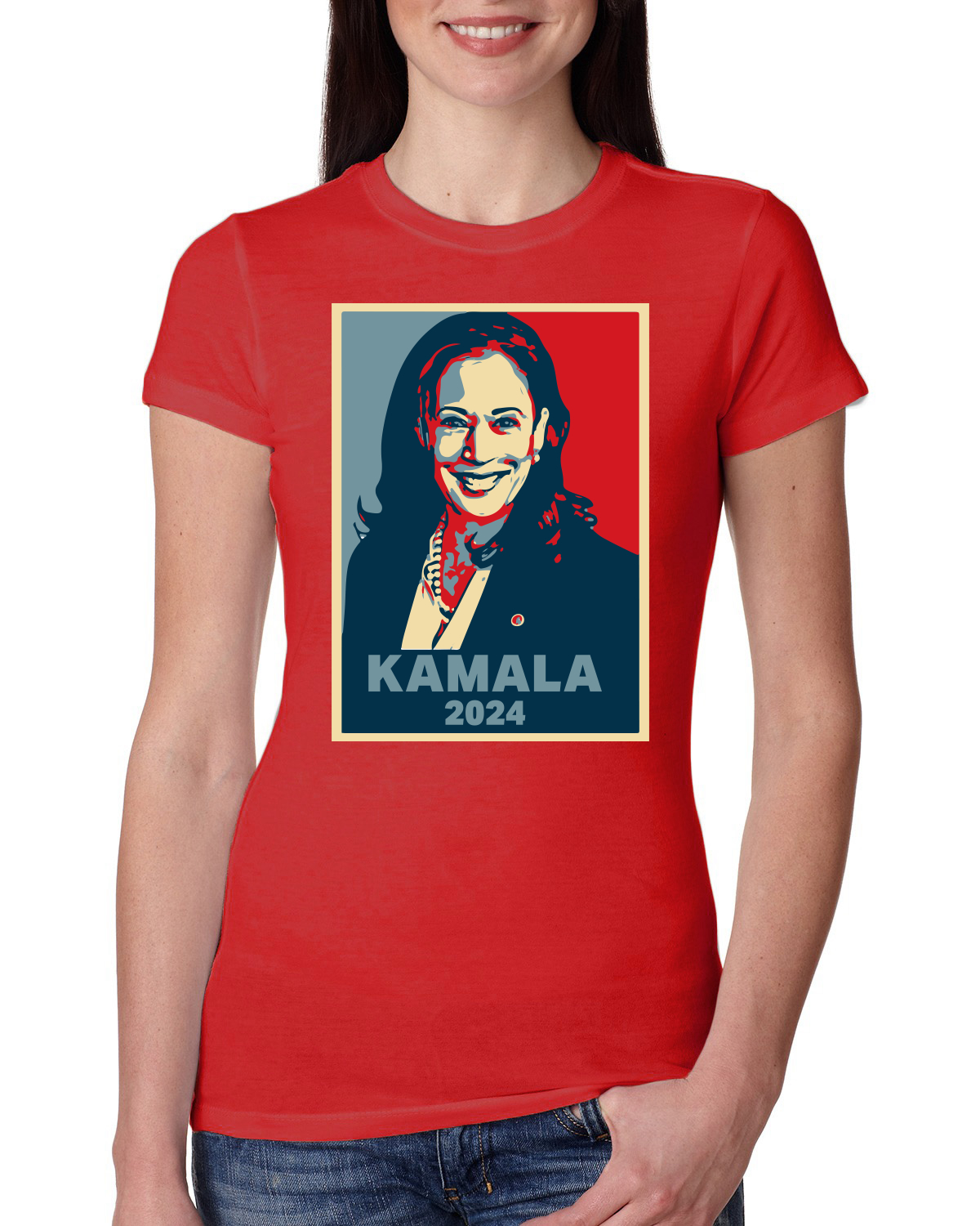 Vote Kamala Harris 2024 Portrait Democrat USA Election Womens Junior Tee - Picture 6 of 7