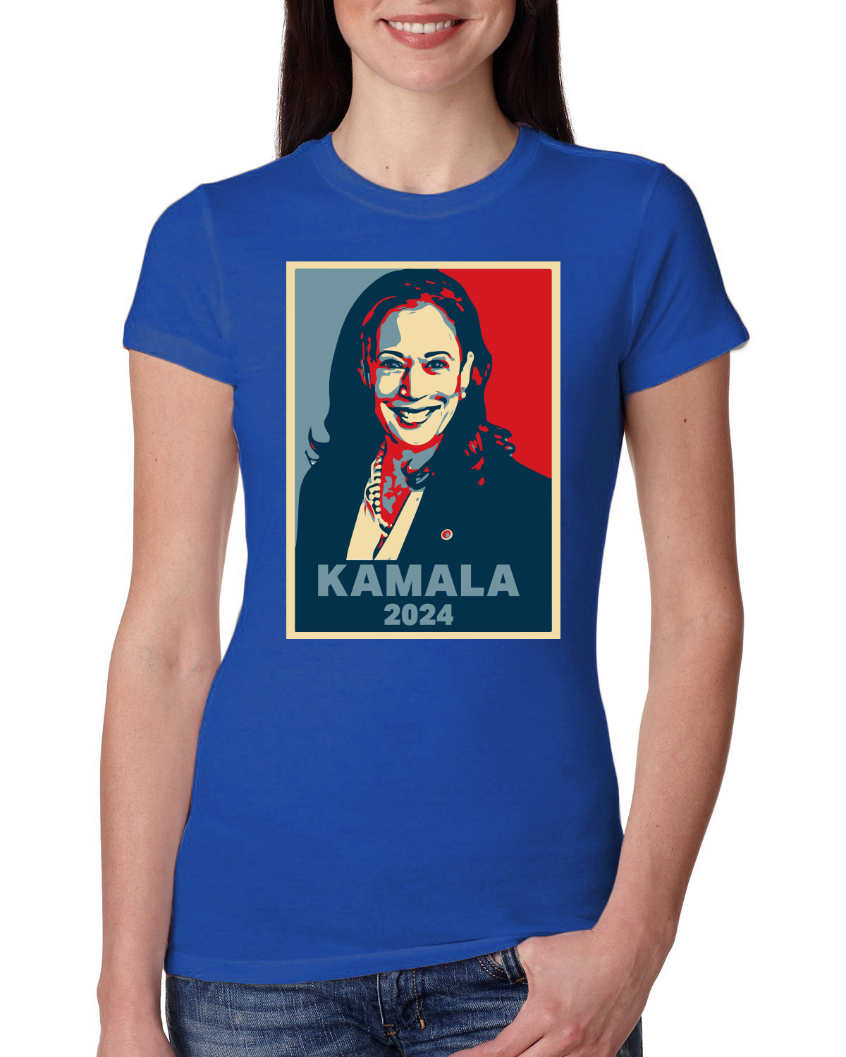 Vote Kamala Harris 2024 Portrait Democrat USA Election Womens Junior Tee - Picture 7 of 7