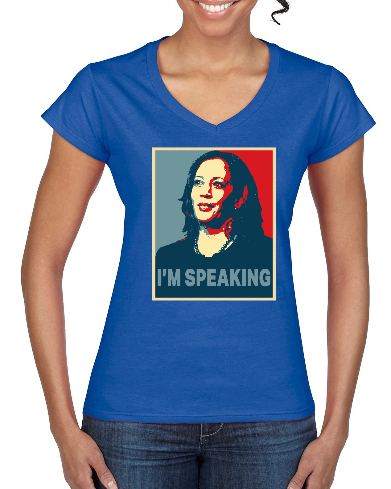 Kamala Harris I'm Speaking Quote Classic 2024 USA Election Women Standard VNeck - Picture 7 of 7