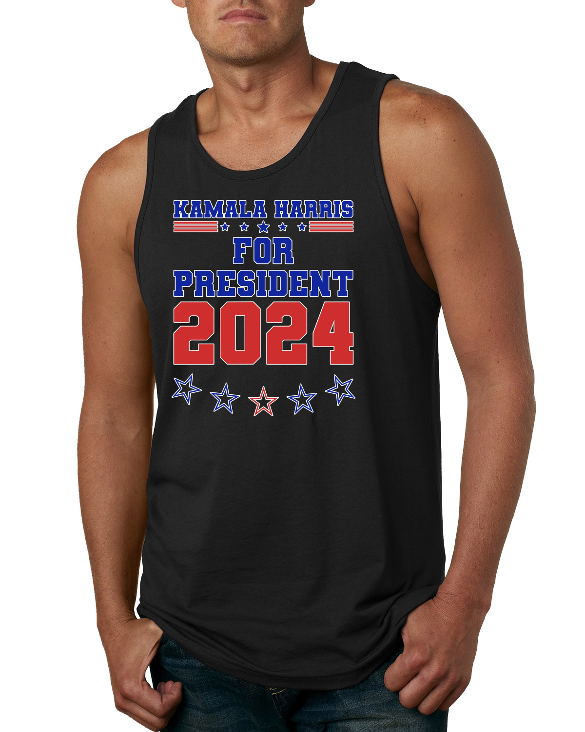 Camiseta sin mangas Kamala Harris for President 2024 campaña estrellas de Estados Unidos para hombre - Imagen 3 de 7