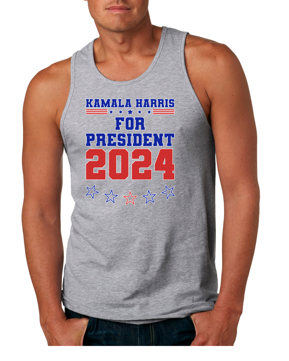 Camiseta sin mangas Kamala Harris for President 2024 campaña estrellas de Estados Unidos para hombre - Imagen 4 de 7