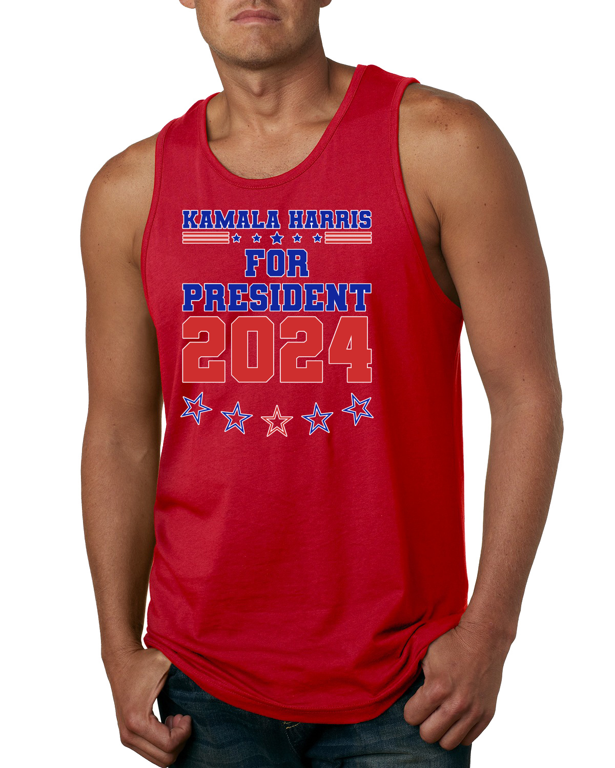 Camiseta sin mangas Kamala Harris for President 2024 campaña estrellas de Estados Unidos para hombre - Imagen 6 de 7
