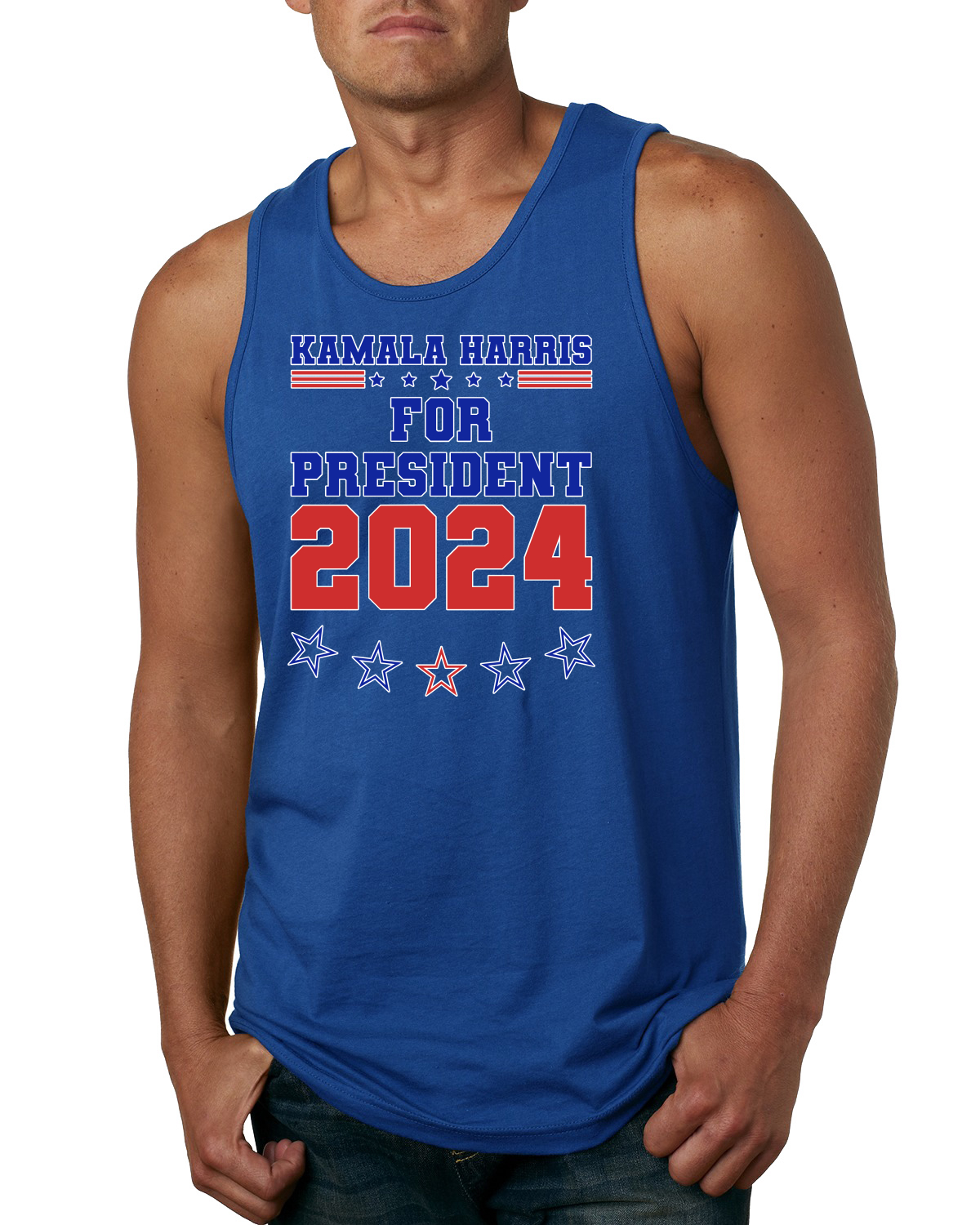 Camiseta sin mangas Kamala Harris for President 2024 campaña estrellas de Estados Unidos para hombre - Imagen 7 de 7
