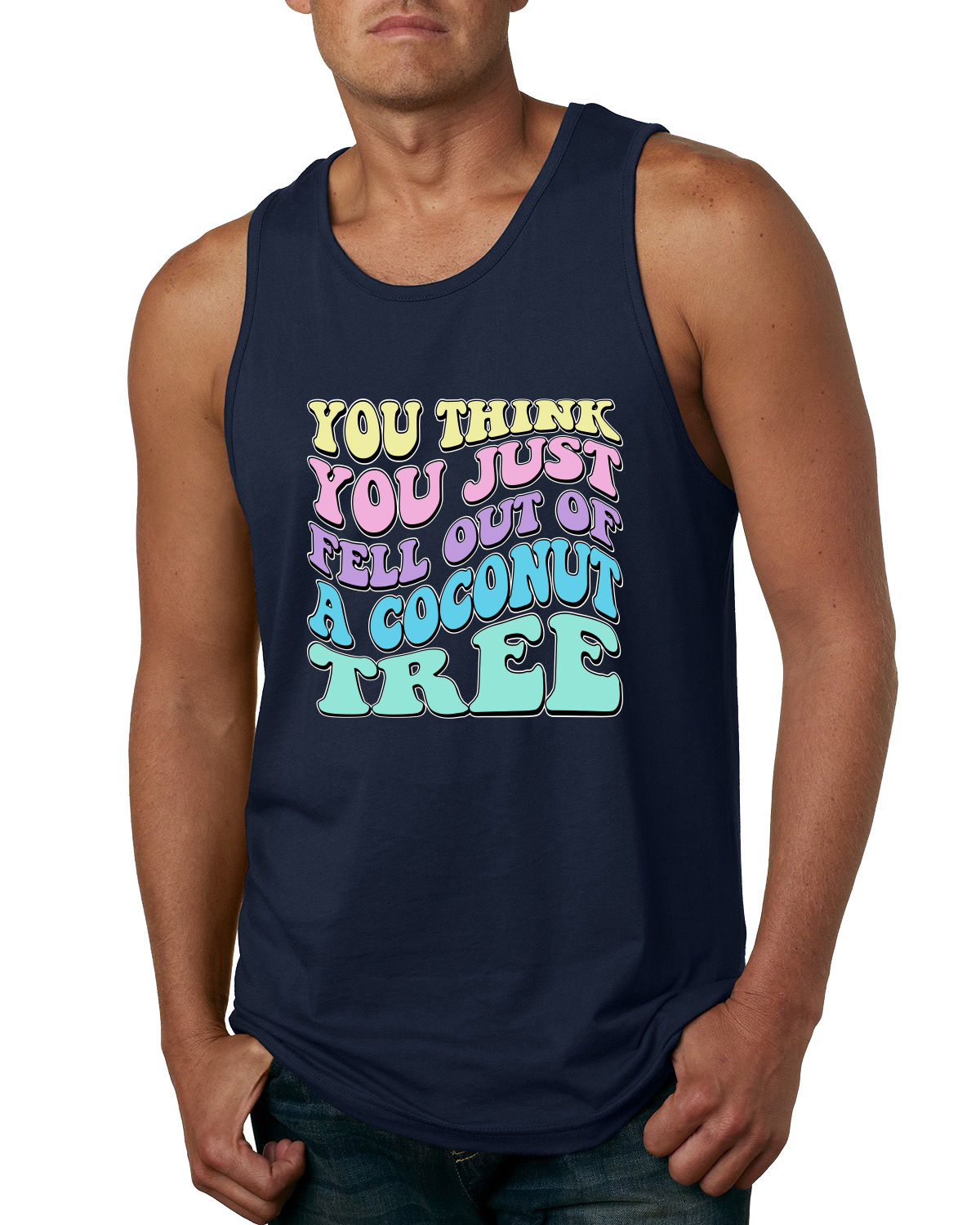 You Think You Just Fell Out of a Coconut Tree Kamala Harris Quote Mens Tank Top - Picture 5 of 7