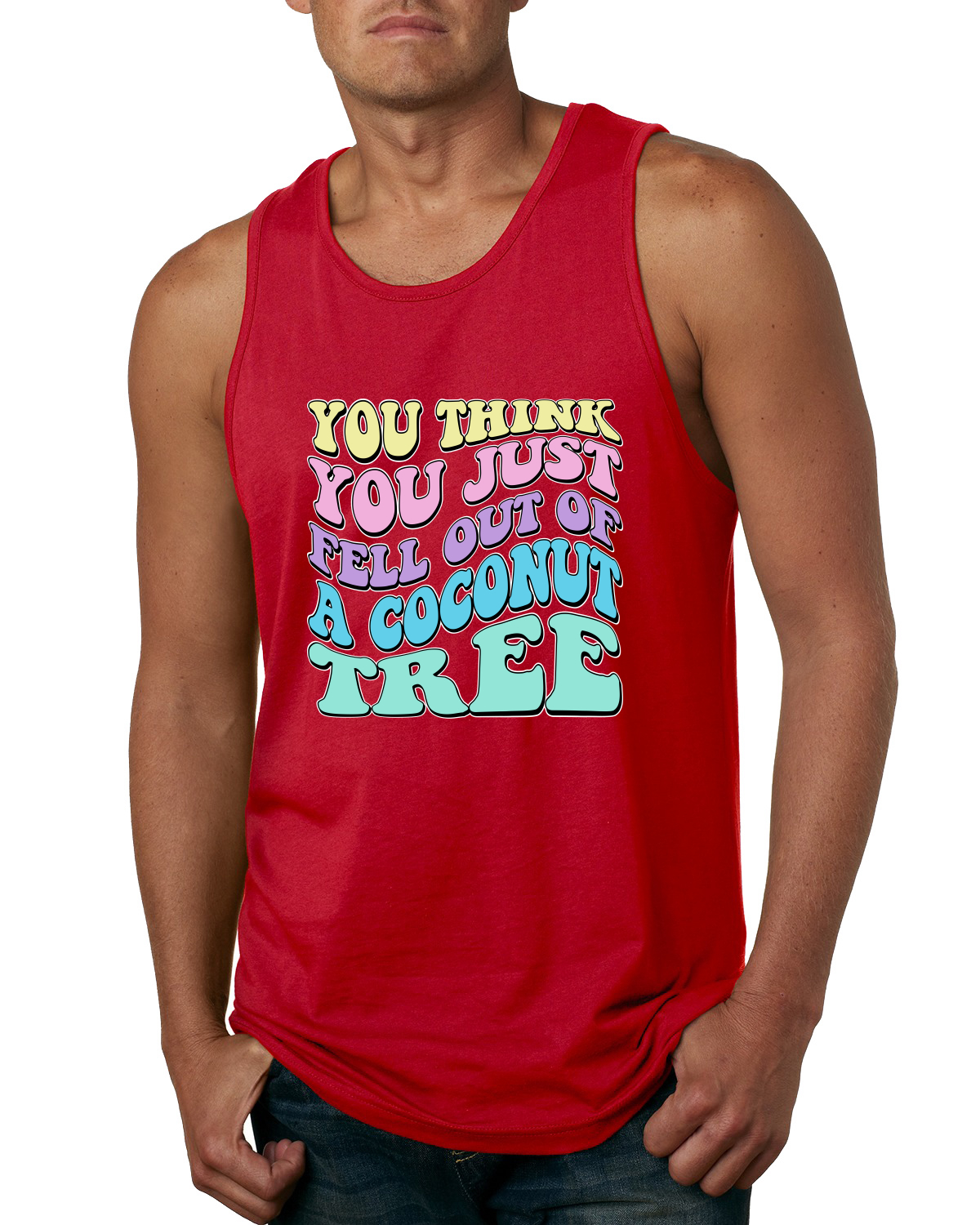 You Think You Just Fell Out of a Coconut Tree Kamala Harris Quote Mens Tank Top - Picture 6 of 7