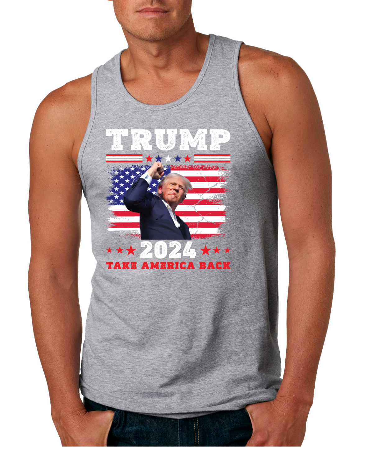 Trump 2024 Take America Back PA Mordversuch Faustpumpe Herren Tank Top - Bild 4 von 7