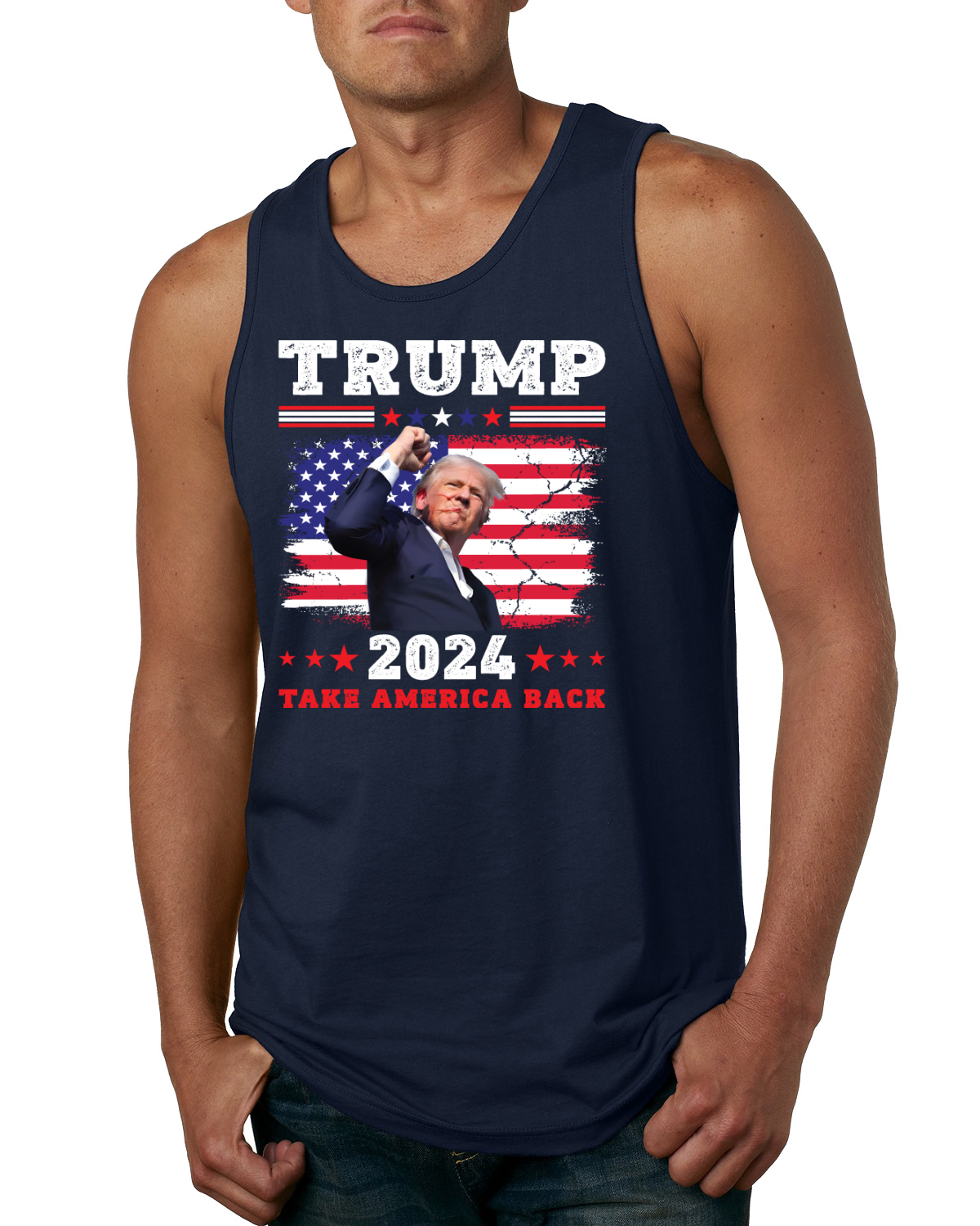 Trump 2024 Take America Back PA Mordversuch Faustpumpe Herren Tank Top - Bild 5 von 7