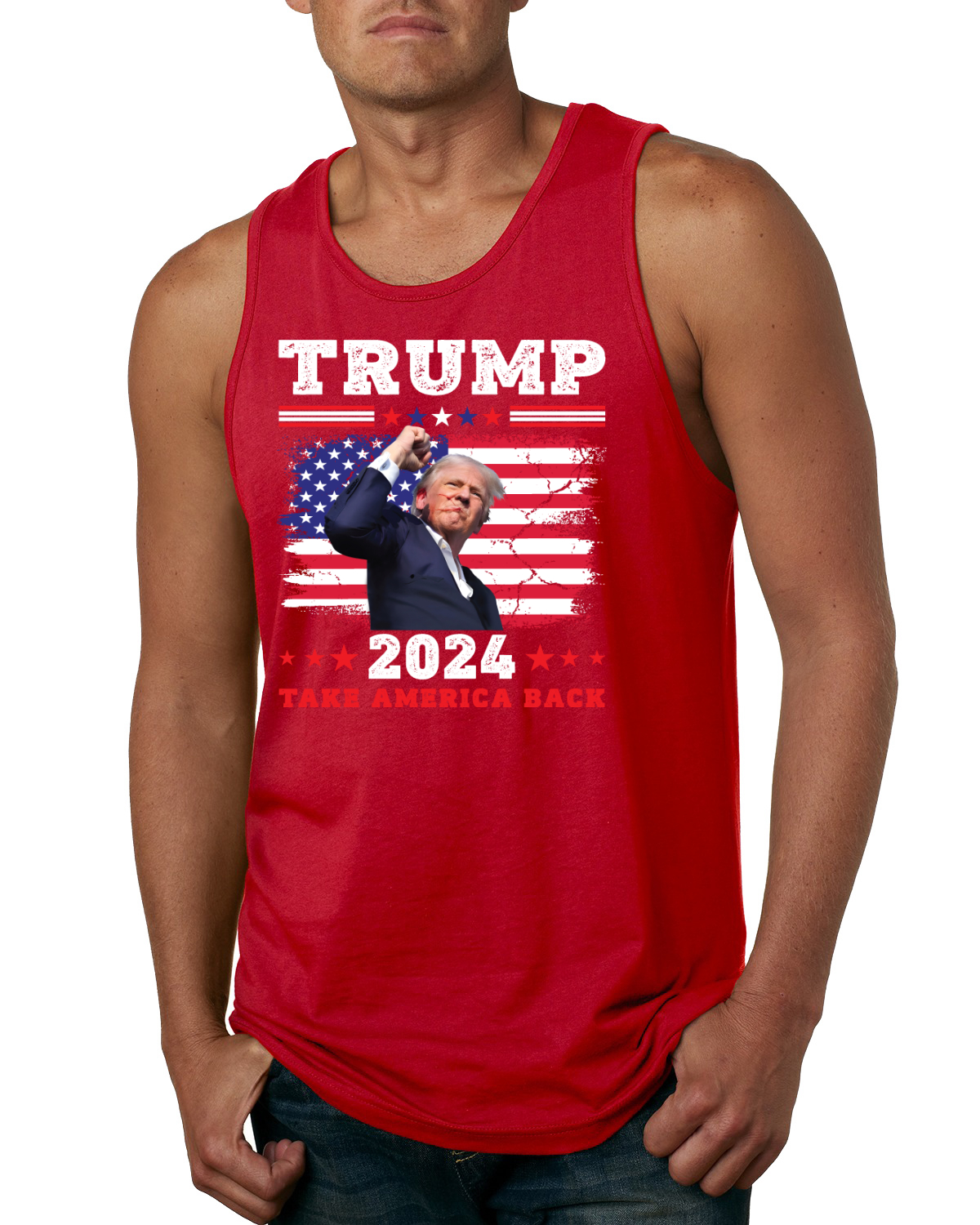 Trump 2024 Take America Back PA Mordversuch Faustpumpe Herren Tank Top - Bild 6 von 7