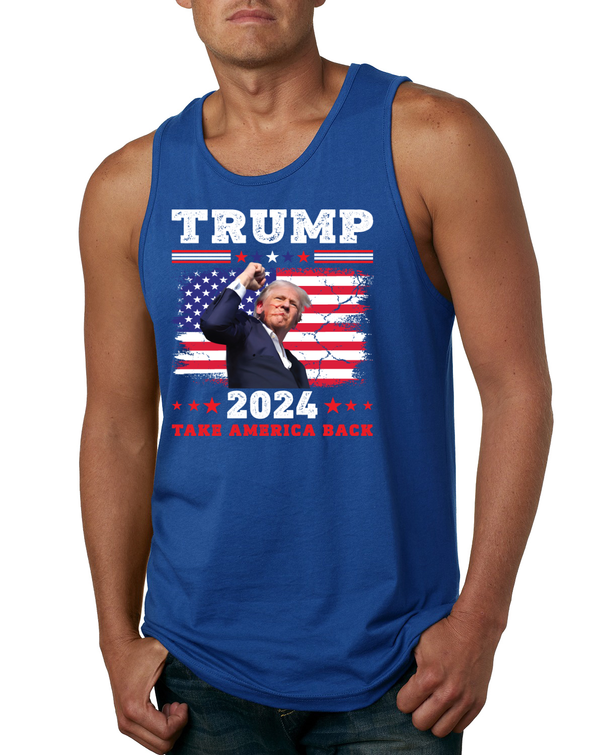 Trump 2024 Take America Back PA Mordversuch Faustpumpe Herren Tank Top - Bild 7 von 7