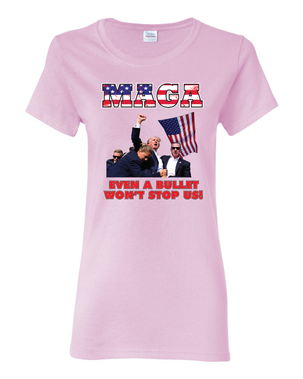 MAGA Even a Bullet Won't Stop Us Trump 2024 Assassination Attempt Womens Shirt - Picture 5 of 9