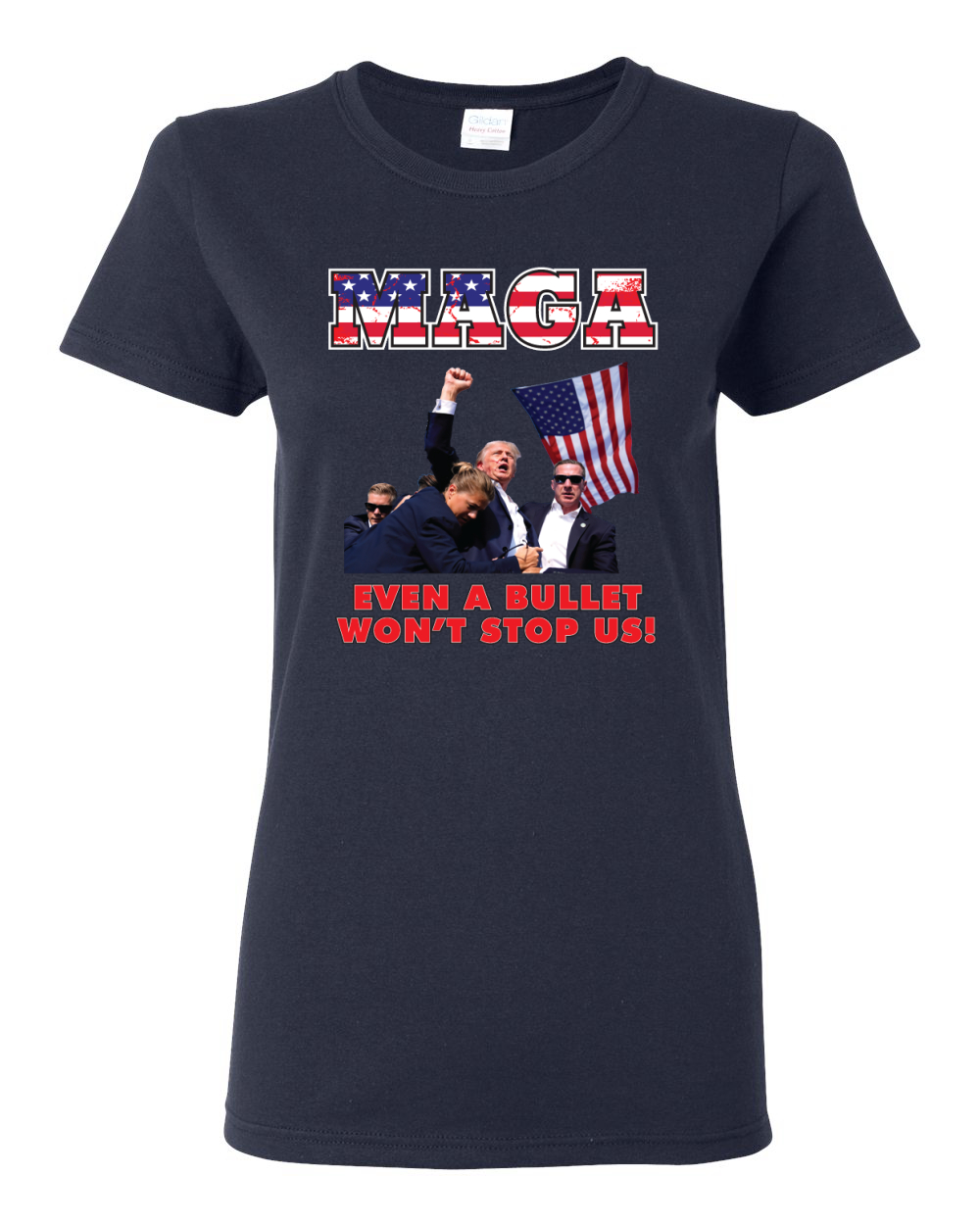 MAGA Even a Bullet Won't Stop Us Trump 2024 Assassination Attempt Womens Shirt - Picture 6 of 9