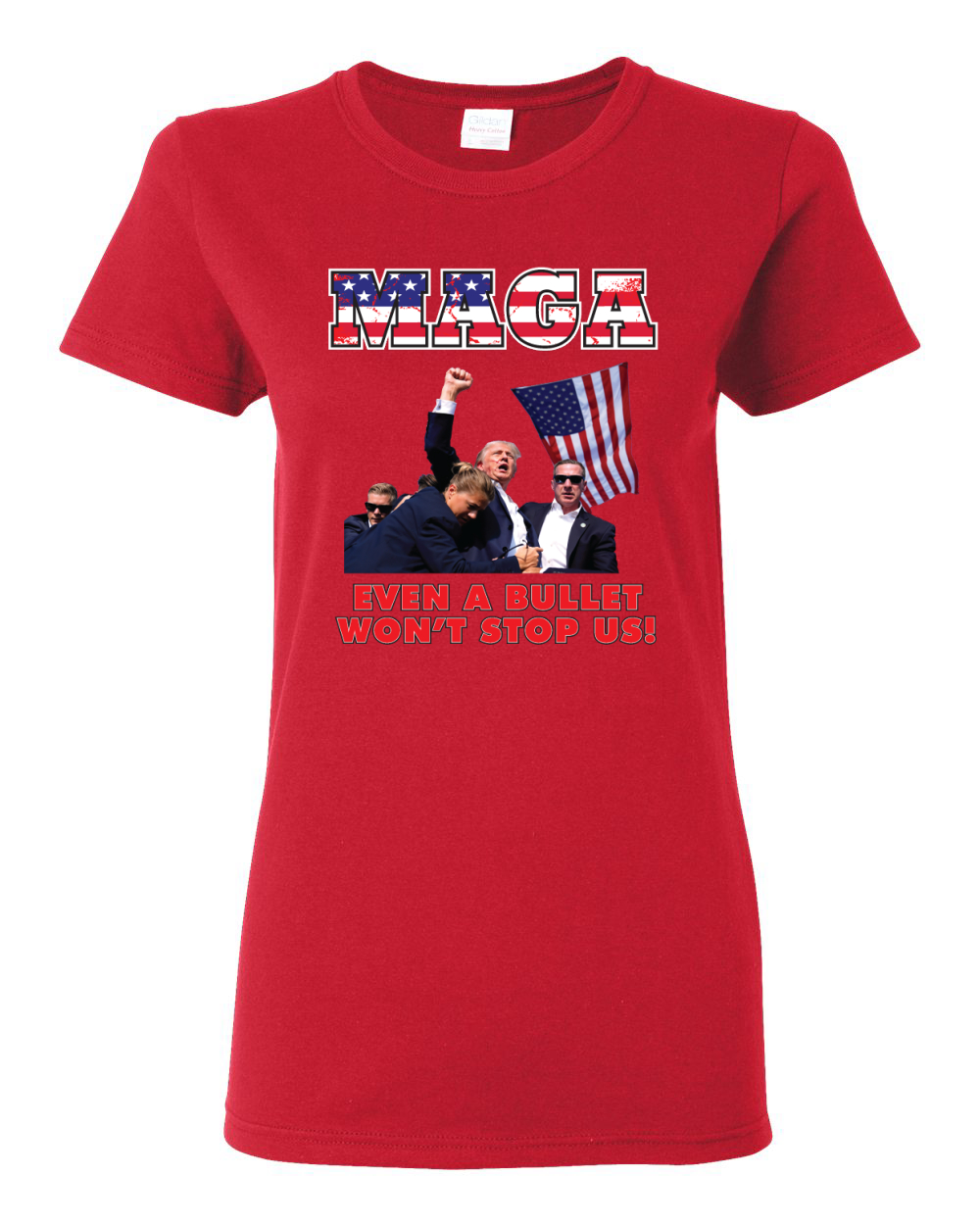 MAGA Even a Bullet Won't Stop Us Trump 2024 Assassination Attempt Womens Shirt - Picture 7 of 9