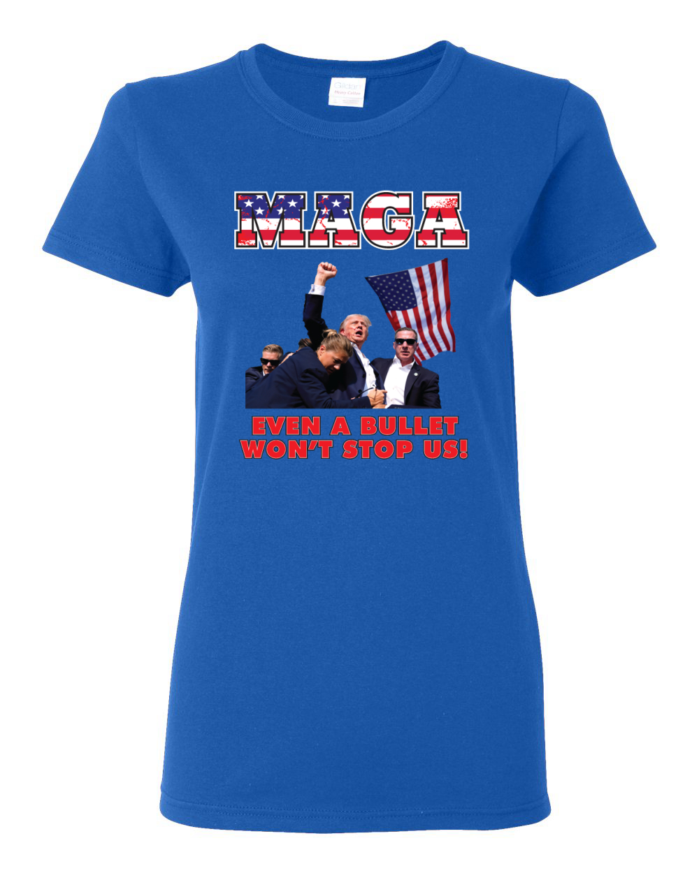 MAGA Even a Bullet Won't Stop Us Trump 2024 Assassination Attempt Womens Shirt - Picture 8 of 9
