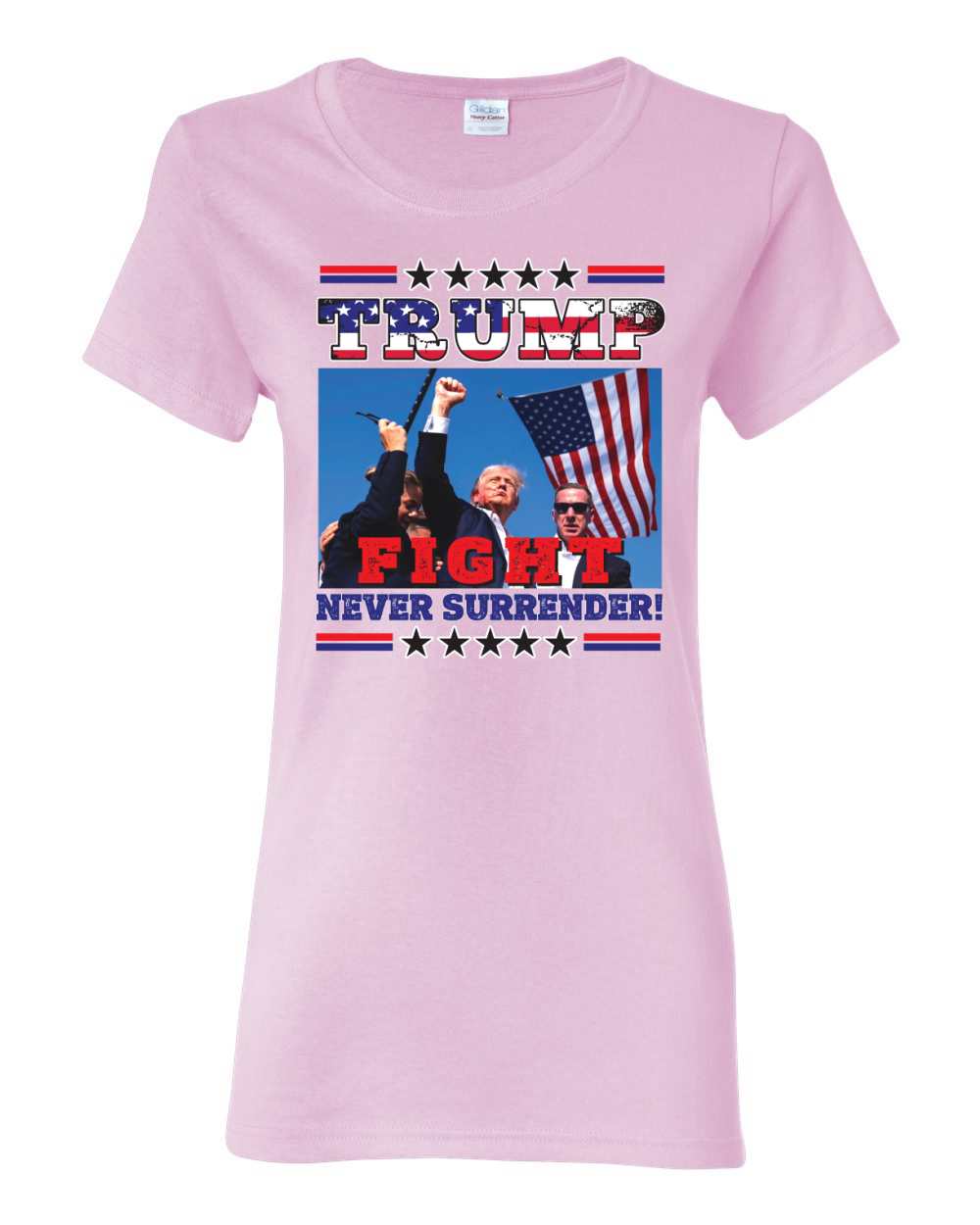Never Surrender Trump 2024 Assassination Attempt Rally Fist Pump Womens Shirt - Picture 5 of 9