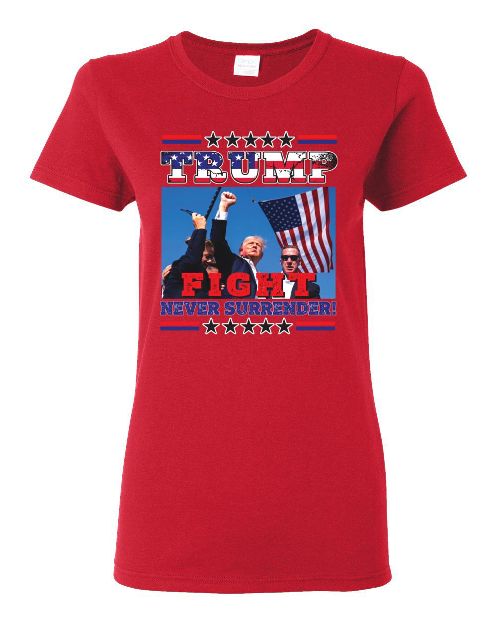Never Surrender Trump 2024 Assassination Attempt Rally Fist Pump Womens Shirt - Picture 7 of 9
