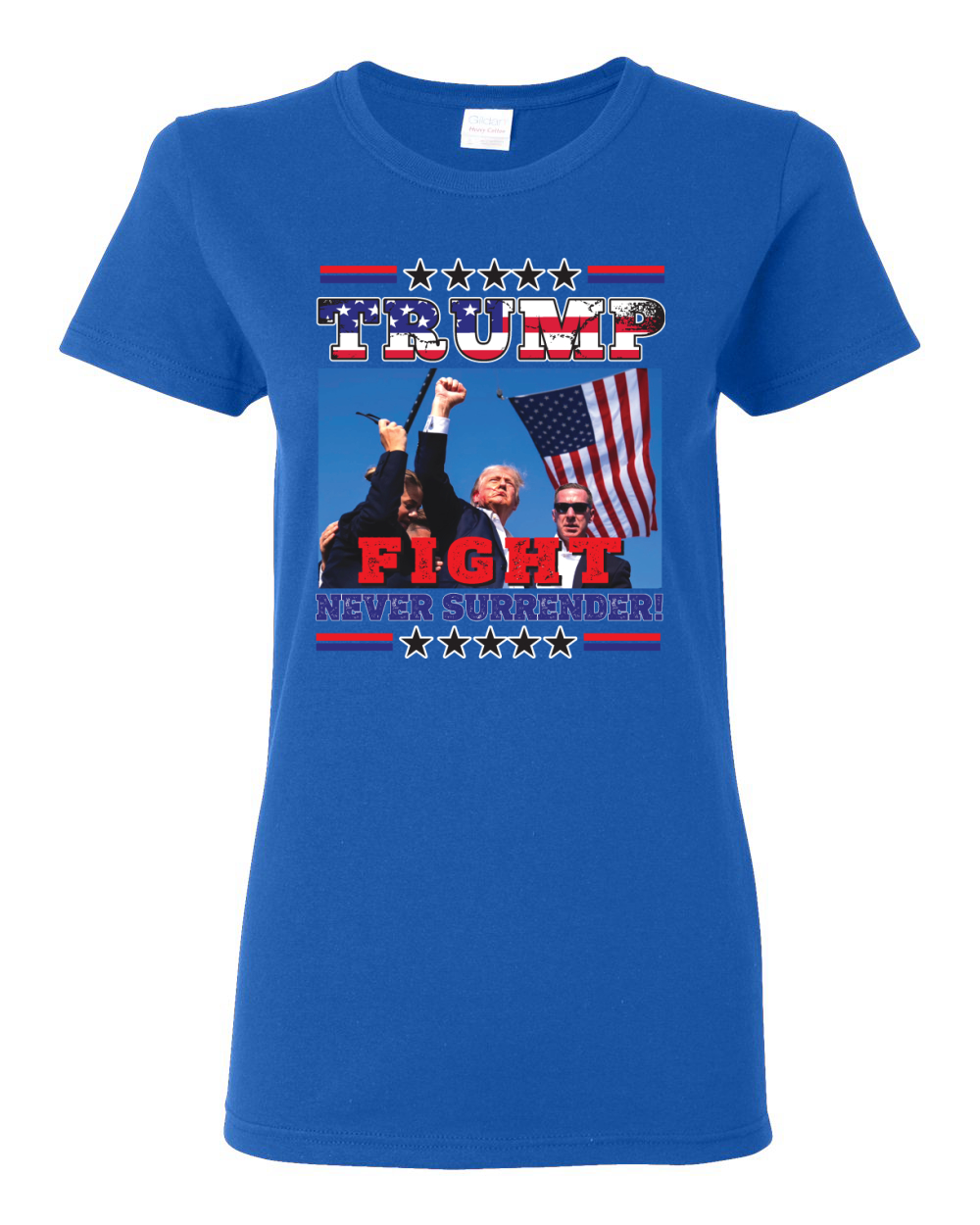 Never Surrender Trump 2024 Assassination Attempt Rally Fist Pump Womens Shirt - Picture 8 of 9