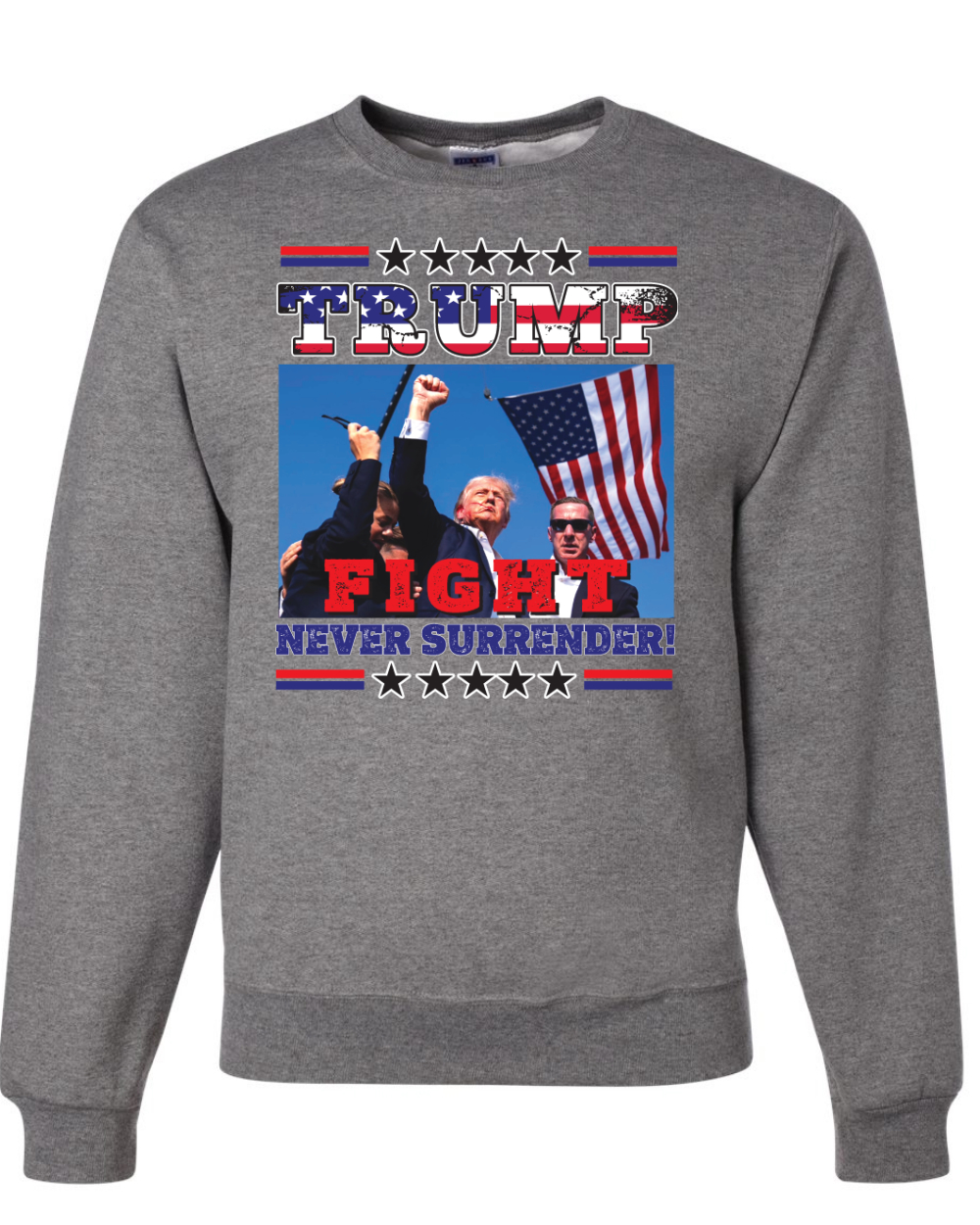 Never Surrender Trump 2024 MAGAt Rally Fist Pump Crewneck Sweatshirt