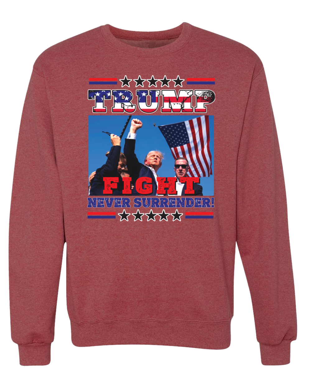 Never Surrender Trump 2024 MAGAt Rally Fist Pump Crewneck Sweatshirt