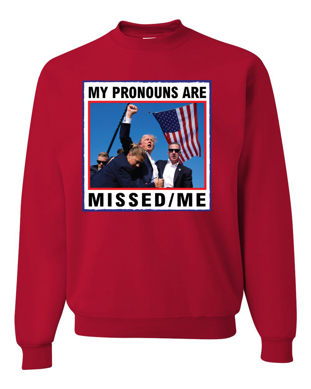 My Pronouns are Missed Me Funny MAGA Puño Bomba Trump 2024 Cuello Redondo Sudadera - Imagen 7 de 12