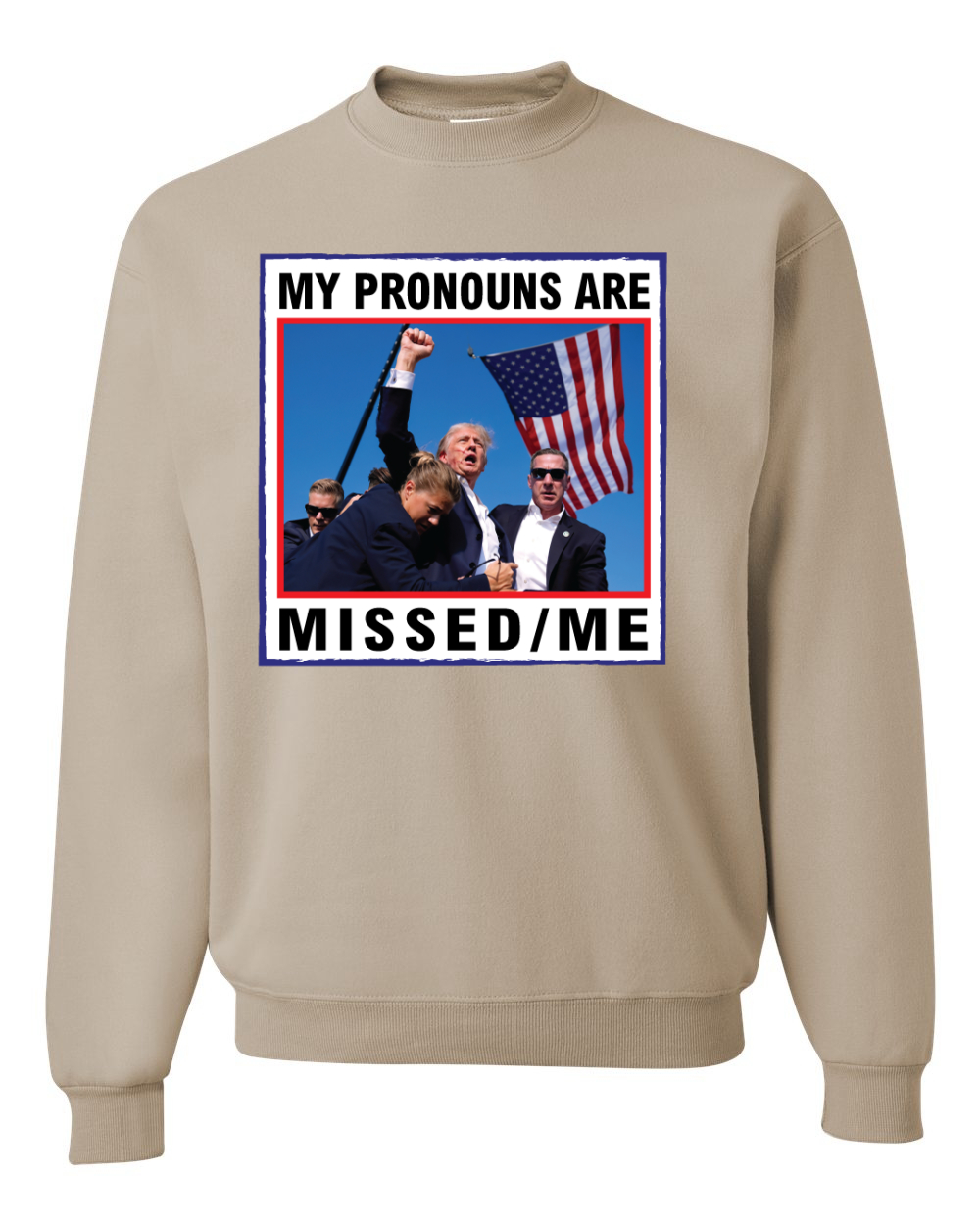 My Pronouns are Missed Me Funny MAGA Puño Bomba Trump 2024 Cuello Redondo Sudadera - Imagen 12 de 12