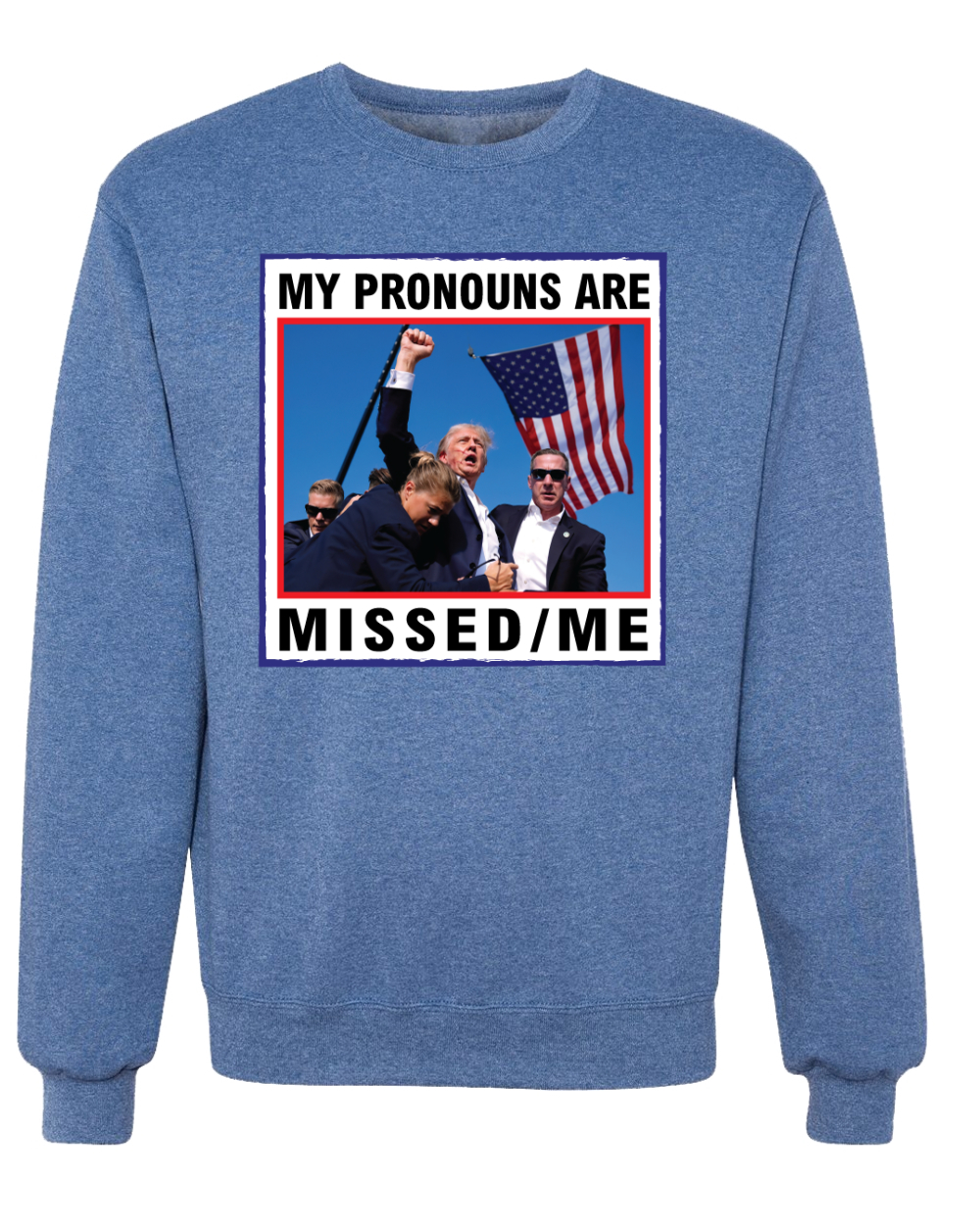 My Pronouns are Missed Me Funny MAGA Puño Bomba Trump 2024 Cuello Redondo Sudadera - Imagen 9 de 12
