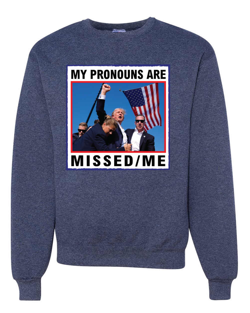 My Pronouns are Missed Me Funny MAGA Puño Bomba Trump 2024 Cuello Redondo Sudadera - Imagen 10 de 12