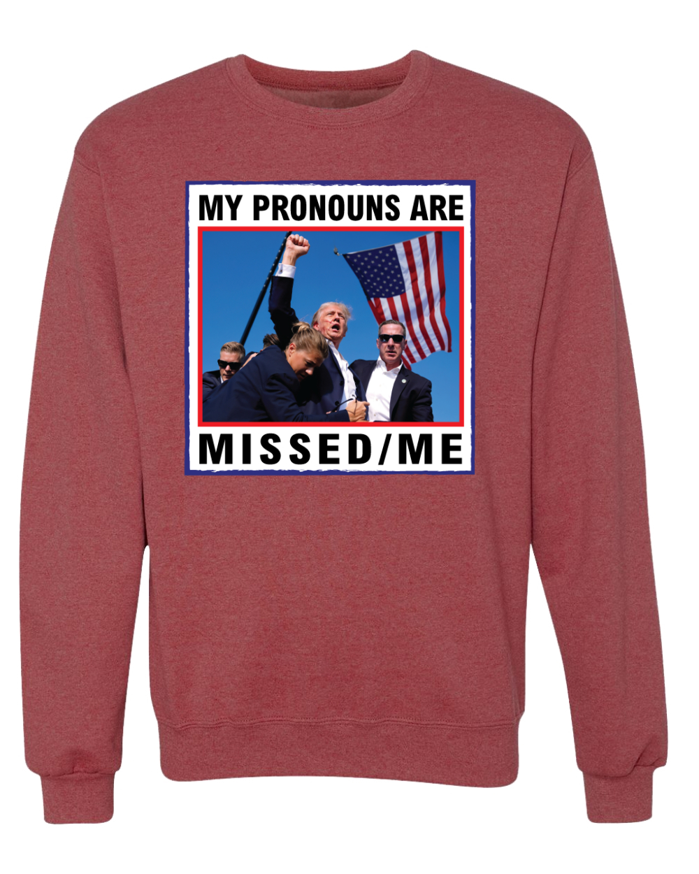 My Pronouns are Missed Me Funny MAGA Puño Bomba Trump 2024 Cuello Redondo Sudadera - Imagen 11 de 12