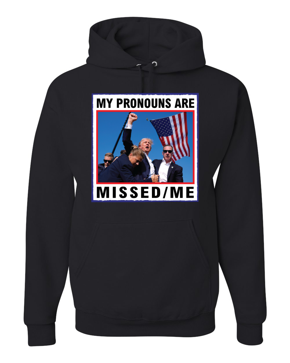 My Pronouns are Missed Me Funny MAGA Fist Pump Trump 2024 Hoodie Sweatshirt - Picture 3 of 13