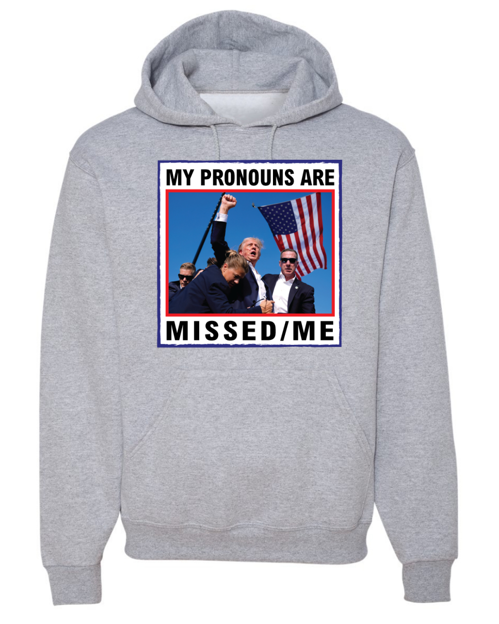 My Pronouns are Missed Me Funny MAGA Fist Pump Trump 2024 Hoodie Sweatshirt - Picture 4 of 13