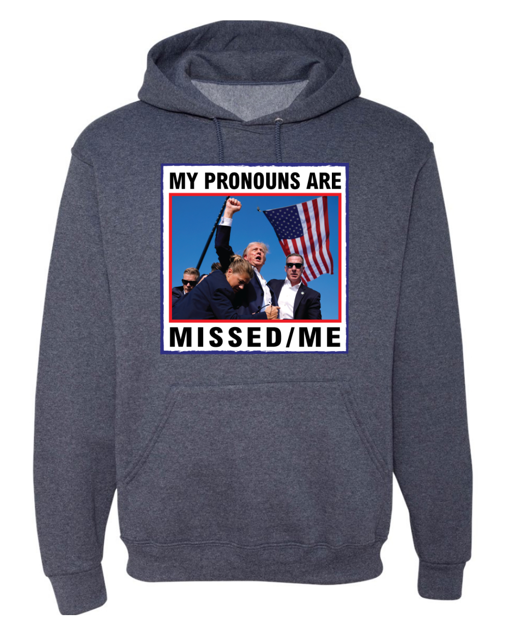 My Pronouns are Missed Me Funny MAGA Fist Pump Trump 2024 Hoodie Sweatshirt - Picture 10 of 13