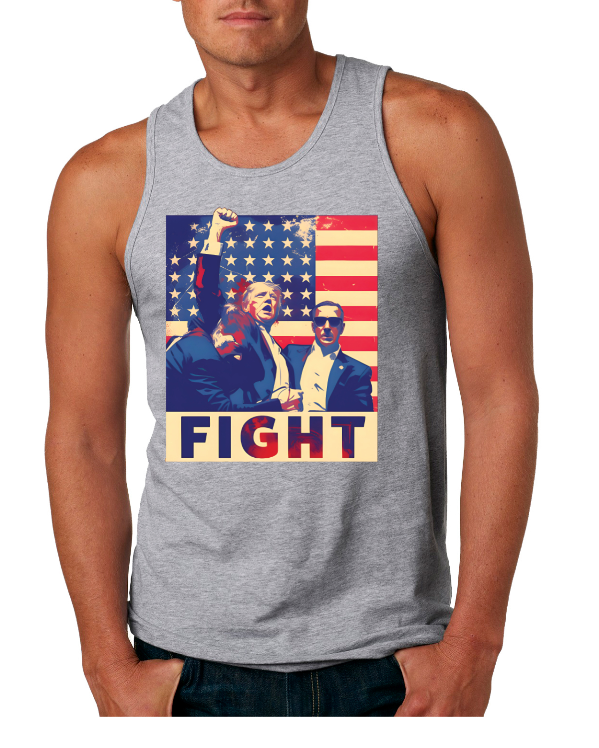 Fight Donald Trump Faustpumpe Mordversuch USA Flagge MAGA Herren Tank Top - Bild 4 von 7