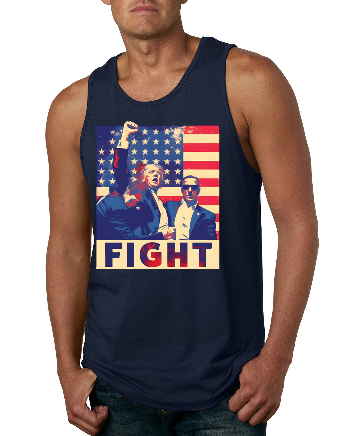 Fight Donald Trump Faustpumpe Mordversuch USA Flagge MAGA Herren Tank Top - Bild 5 von 7