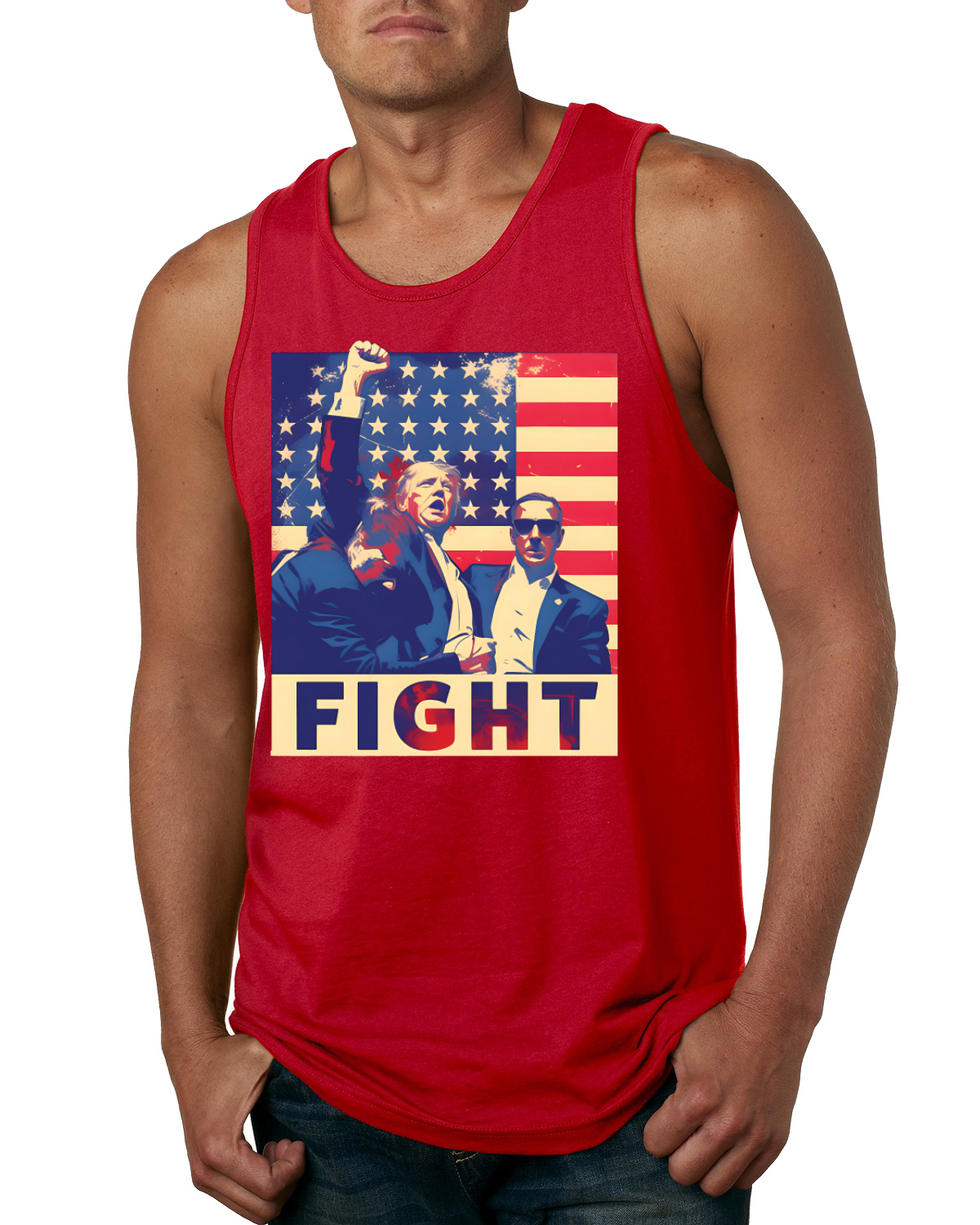 Fight Donald Trump Faustpumpe Mordversuch USA Flagge MAGA Herren Tank Top - Bild 6 von 7