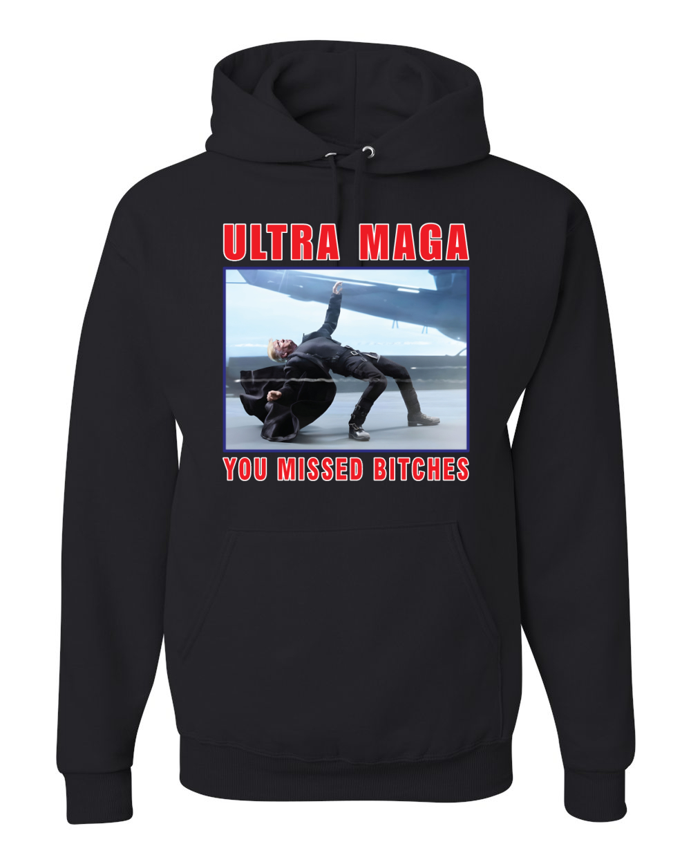 Ultra Maga You Missed Bitches Funny Donald Trump Bullet Hoodie Sweatshirt - Picture 3 of 13