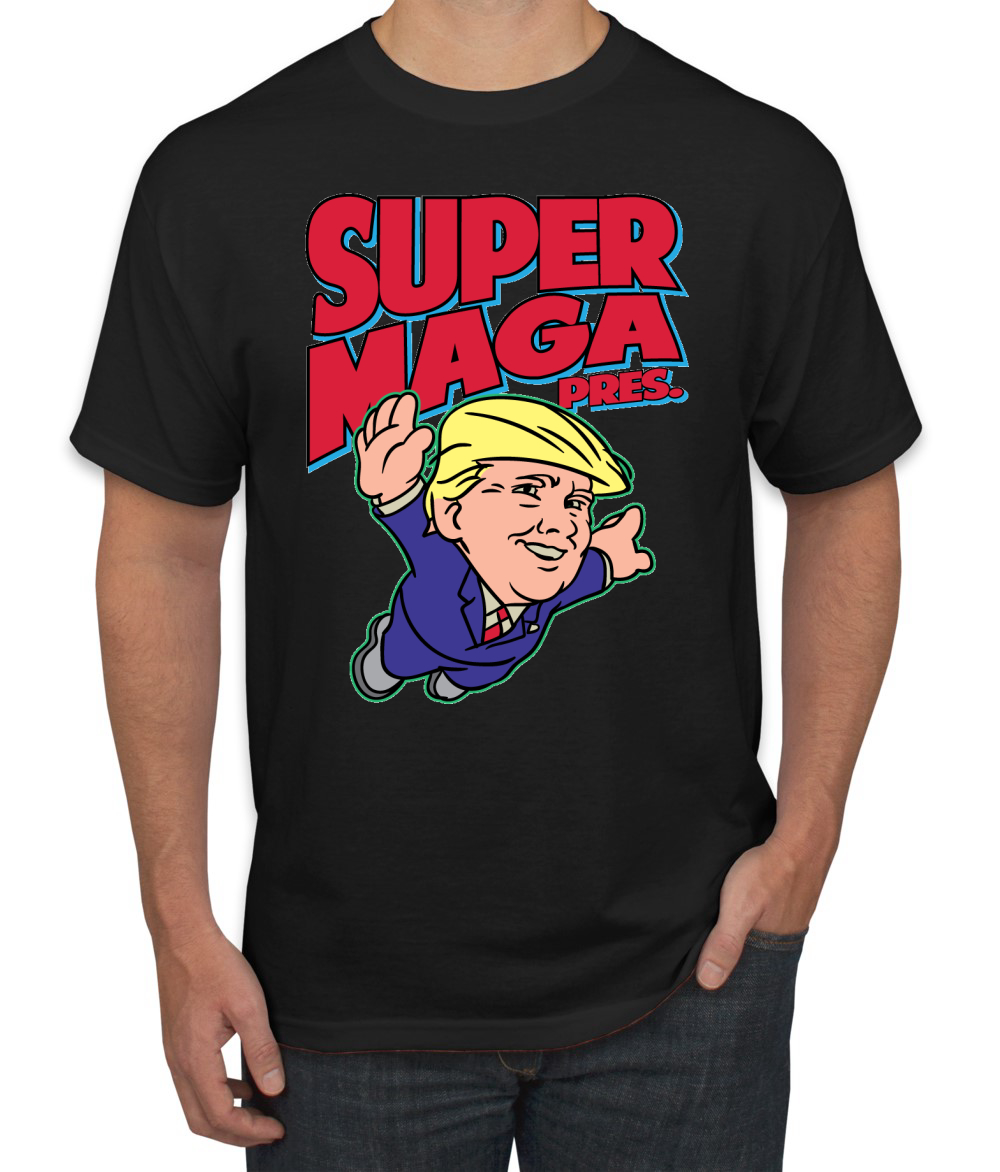 T-Shirt Super Maga Pres lustig Donald Trump 80er Jahre Videospiel Parodie - Bild 3 von 14