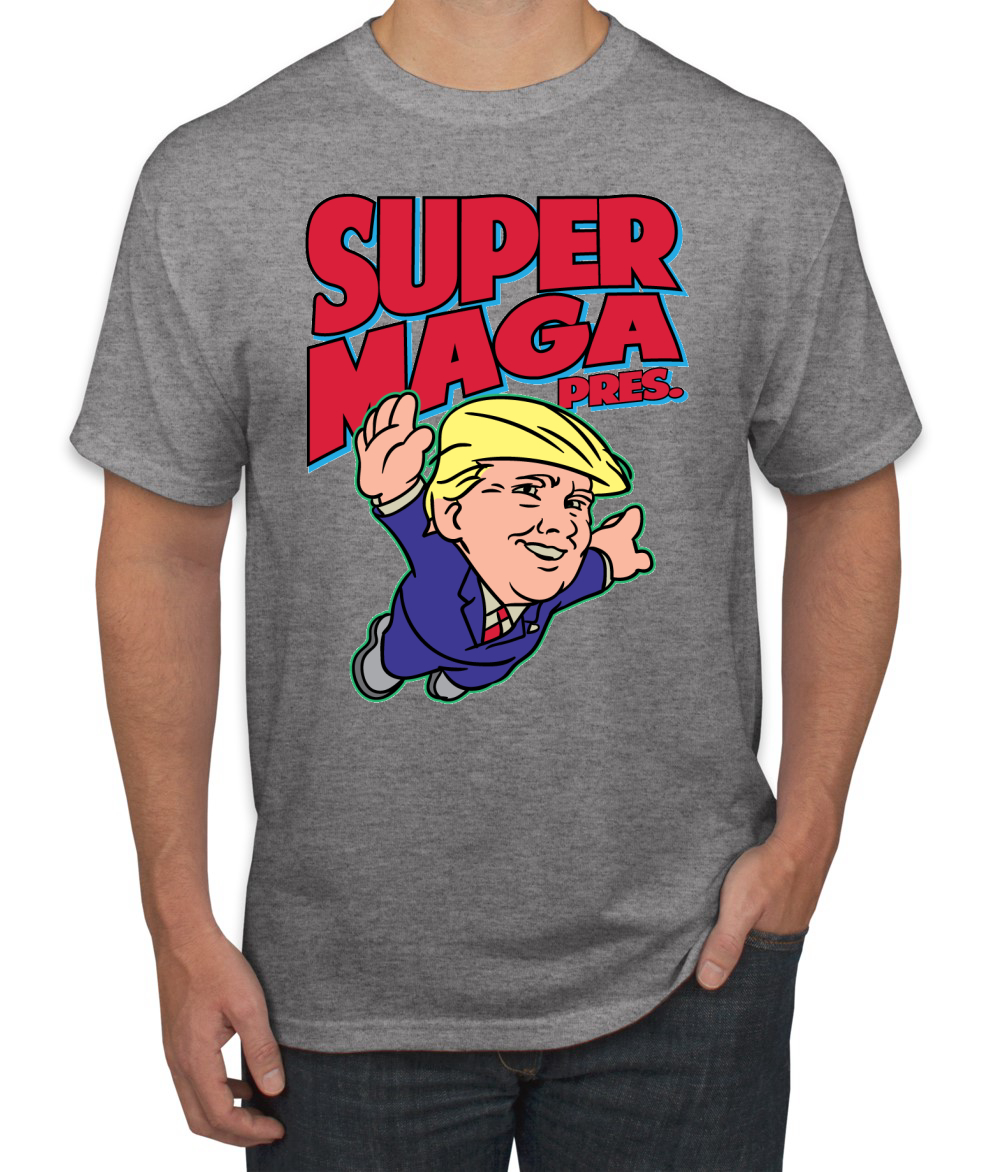 T-Shirt Super Maga Pres lustig Donald Trump 80er Jahre Videospiel Parodie - Bild 4 von 14