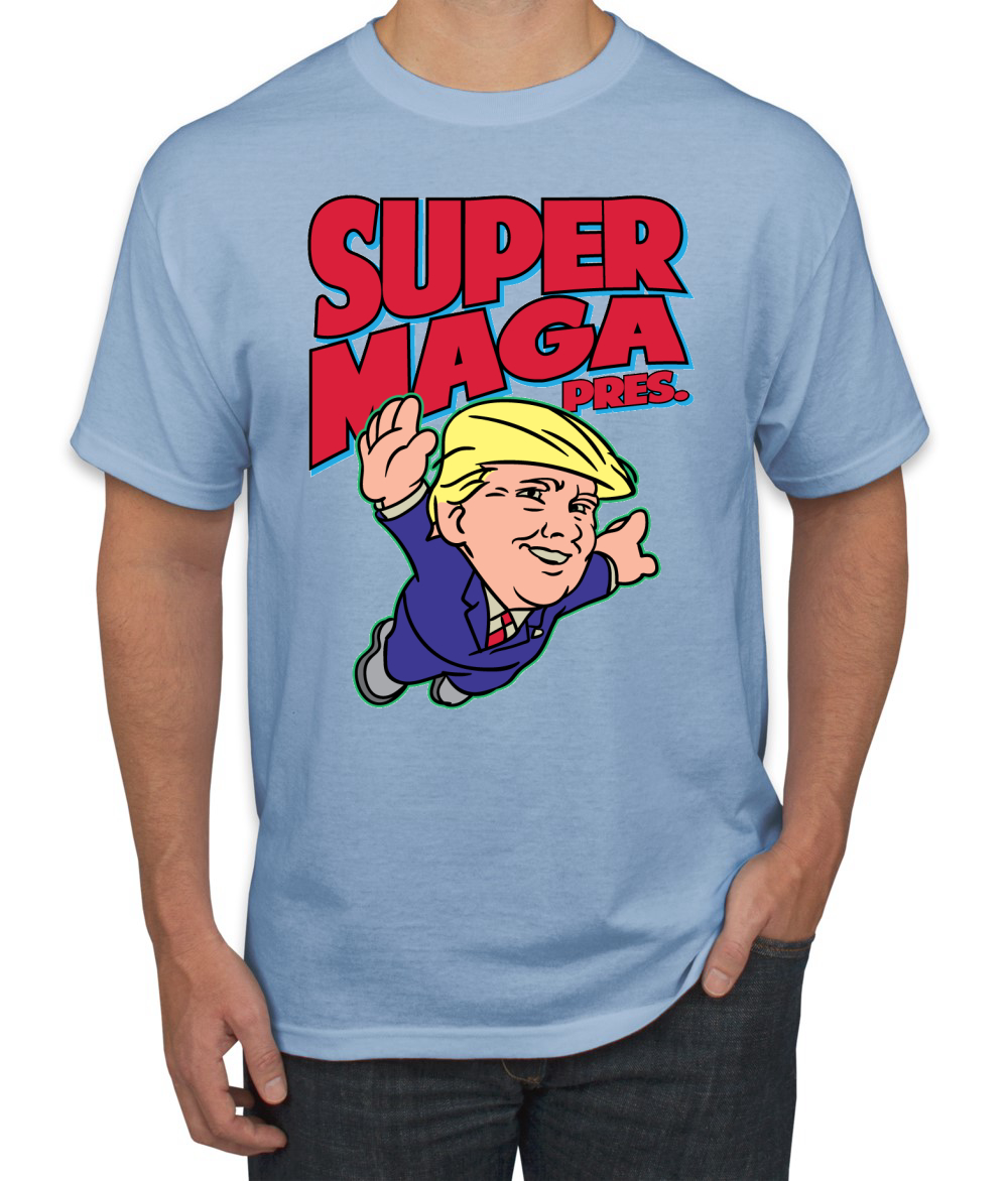 T-Shirt Super Maga Pres lustig Donald Trump 80er Jahre Videospiel Parodie - Bild 12 von 14