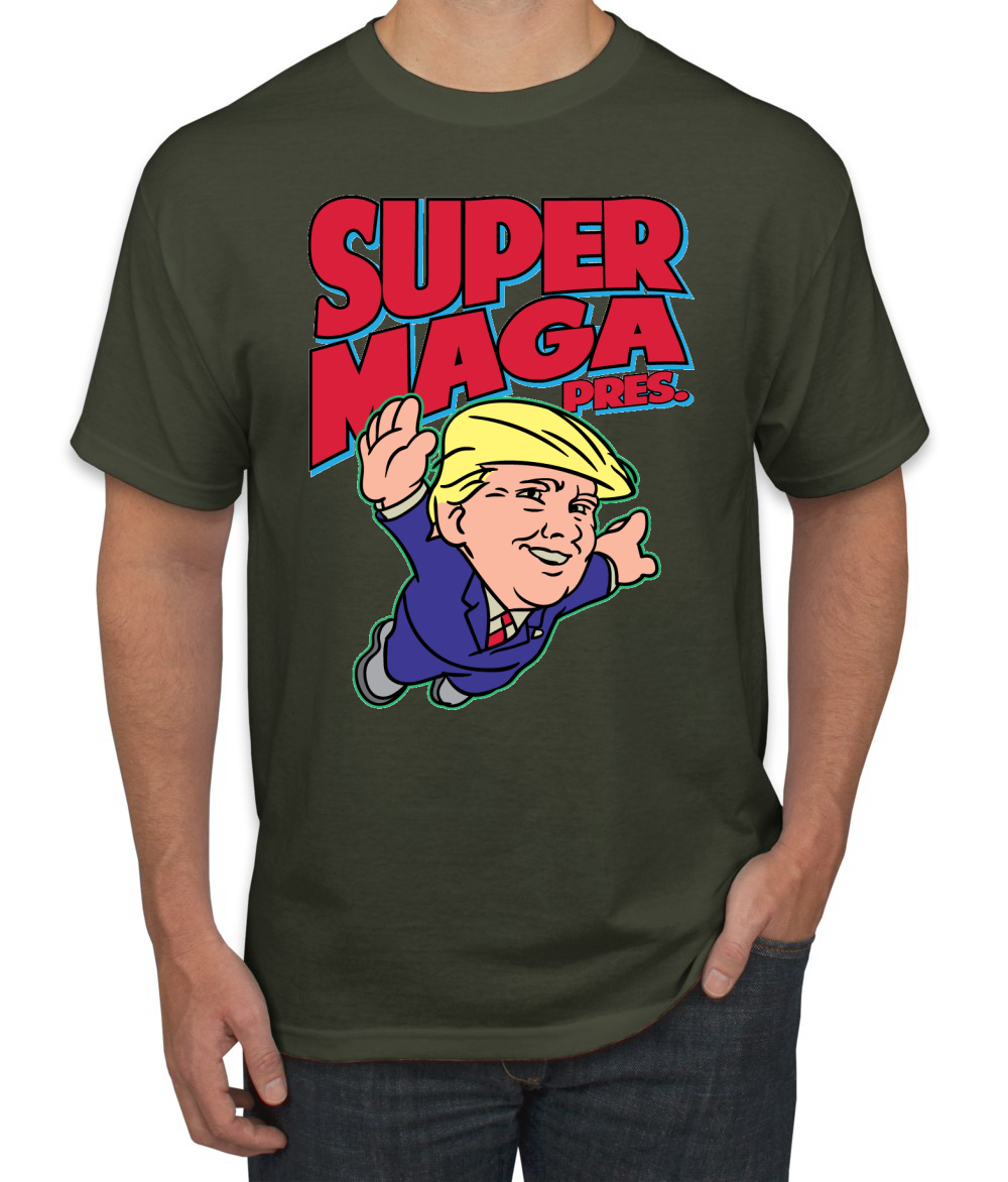 T-Shirt Super Maga Pres lustig Donald Trump 80er Jahre Videospiel Parodie - Bild 13 von 14