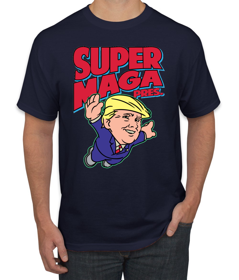 T-Shirt Super Maga Pres lustig Donald Trump 80er Jahre Videospiel Parodie - Bild 6 von 14