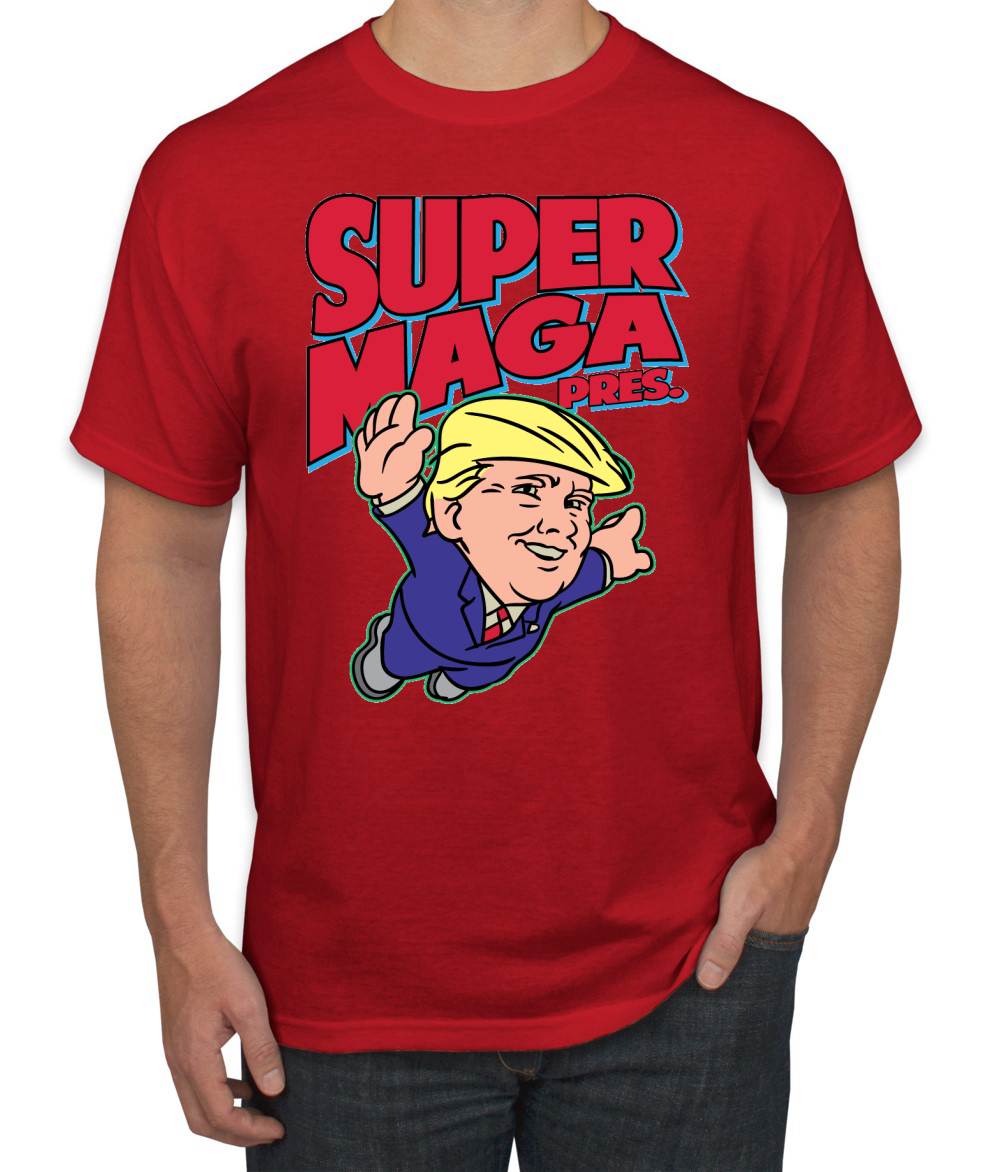 T-Shirt Super Maga Pres lustig Donald Trump 80er Jahre Videospiel Parodie - Bild 7 von 14