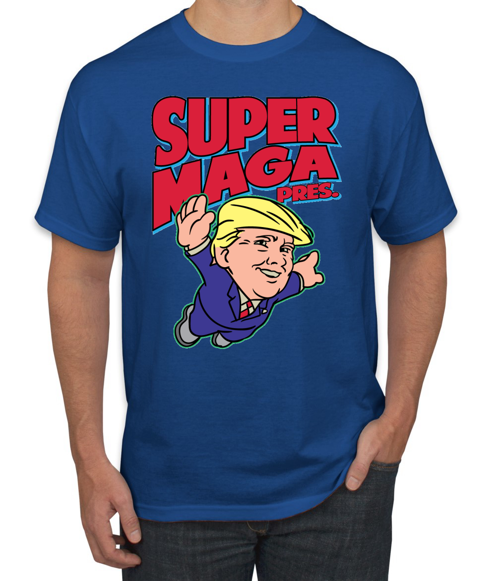 T-Shirt Super Maga Pres lustig Donald Trump 80er Jahre Videospiel Parodie - Bild 8 von 14