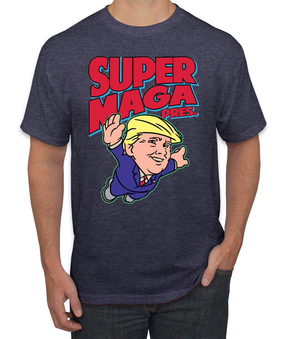 T-Shirt Super Maga Pres lustig Donald Trump 80er Jahre Videospiel Parodie - Bild 10 von 14