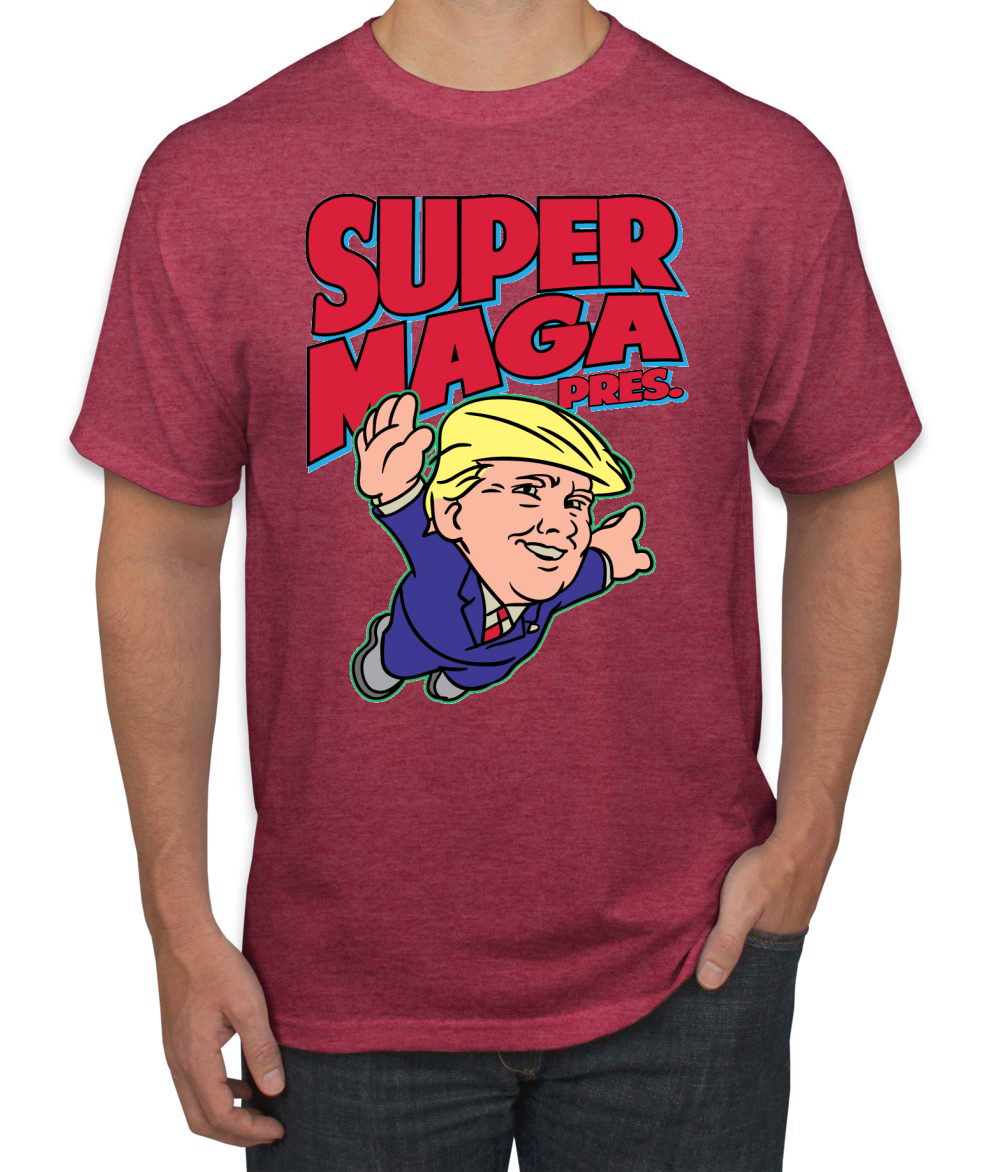 T-Shirt Super Maga Pres lustig Donald Trump 80er Jahre Videospiel Parodie - Bild 11 von 14