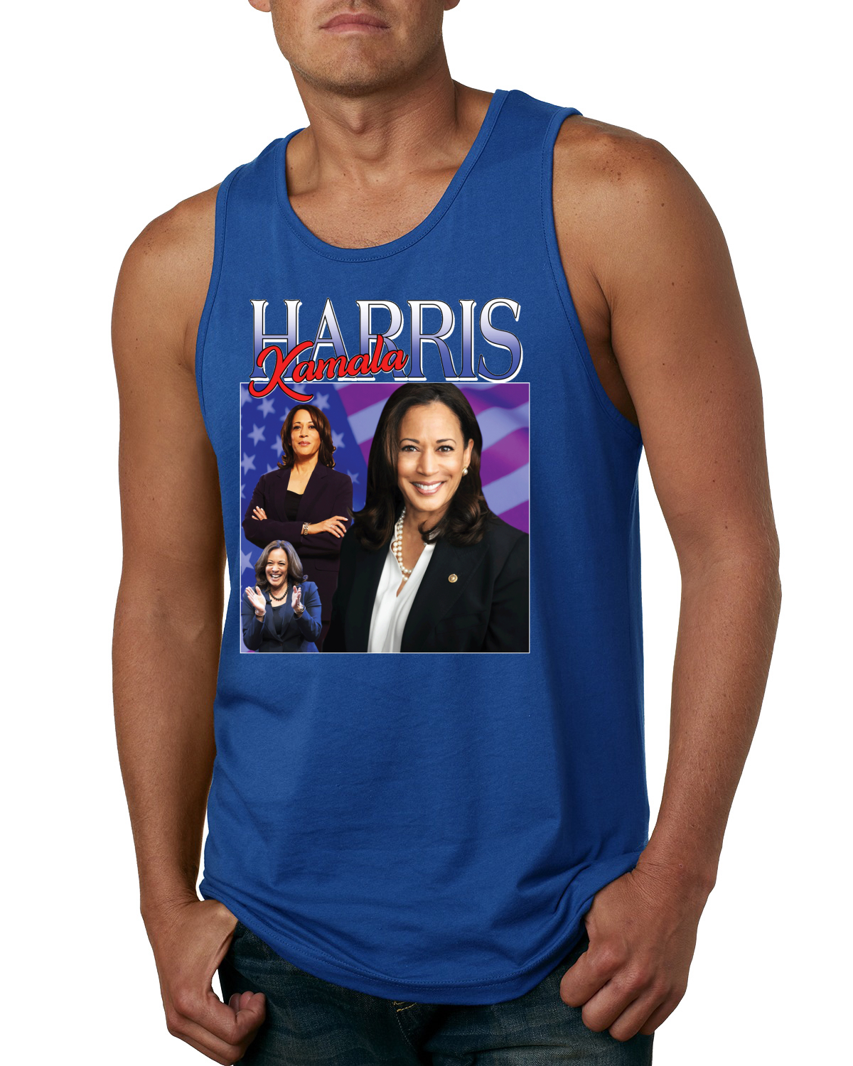 Camiseta sin mangas Kamala Harris for President 2024 Portrait Pro Democrats para hombre - Imagen 7 de 7