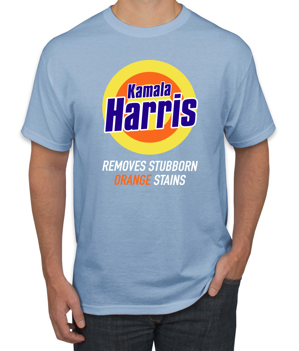 Kamala Harris Funny Removes Stubborn Orange Stains Parody Men's T-Shirt - Picture 13 of 13