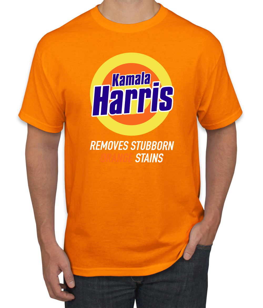 Kamala Harris Funny Removes Stubborn Orange Stains Parody Men's T-Shirt - Picture 8 of 13